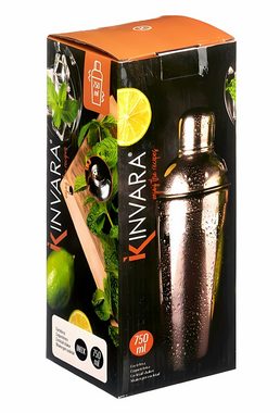 KINVARA Cocktail Shaker COCKTAIL SHAKER 3-teilig 750ml Cocktailmixer Cocktailshaker 74, Edelstahl hochglanzpoliert Mischbecher Barmixer Bar Getränke Mixer