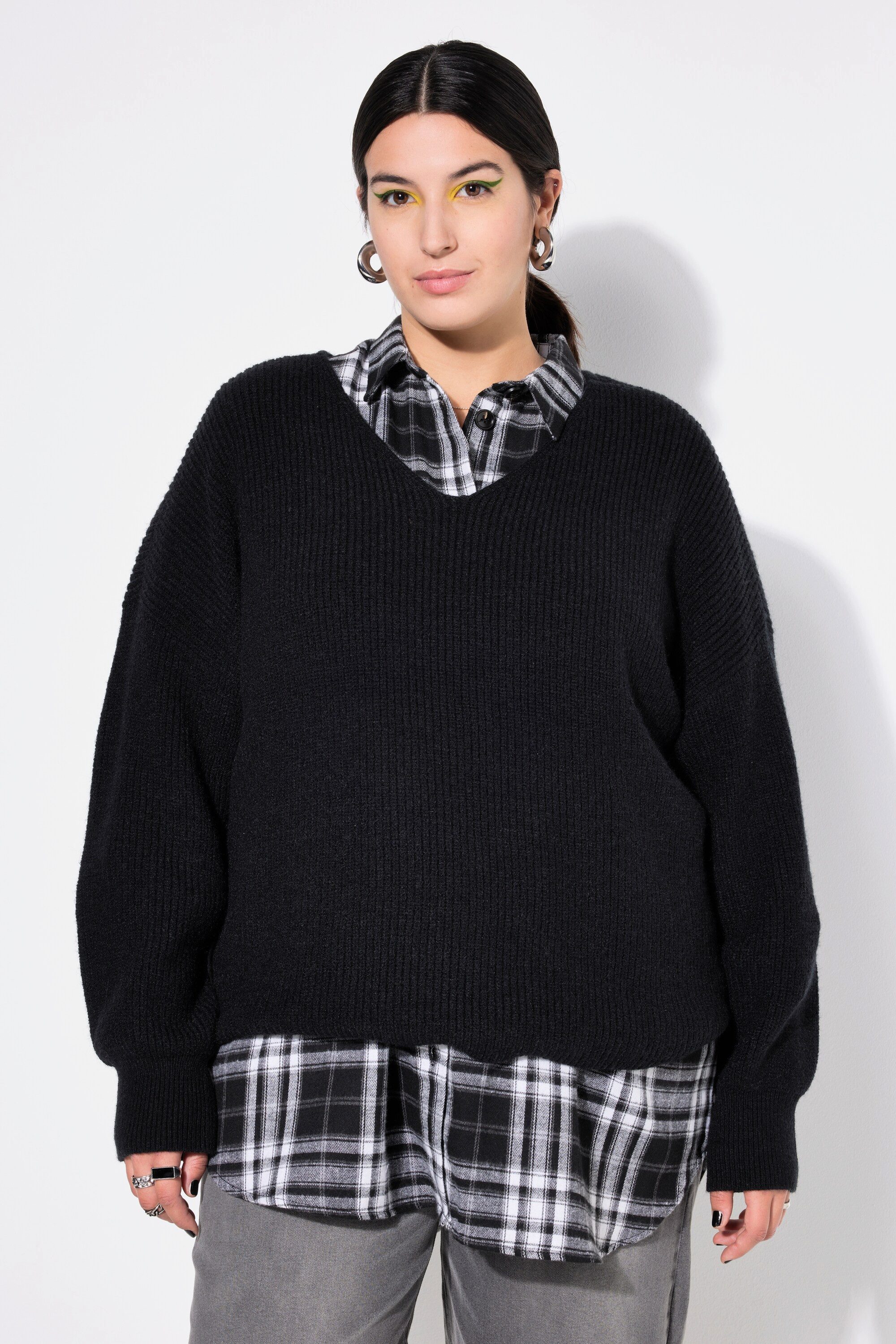 Strickpullover Pullover Boxy Shape weicher Rippstrick