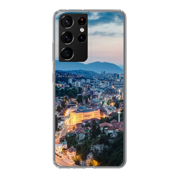 MuchoWow Handyhülle Stadtbild von Sarajevo in Bosnien und Herzegowina Phone Case Handyhülle Samsung Galaxy S21 Ultra Silikon Schutzhülle