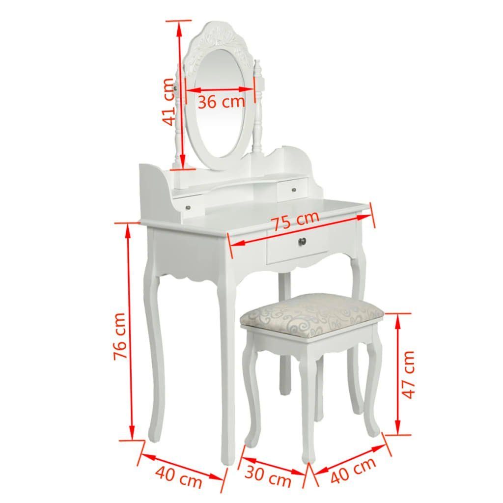 und Weiß Hocker Spiegel furnicato mit Schminktisch