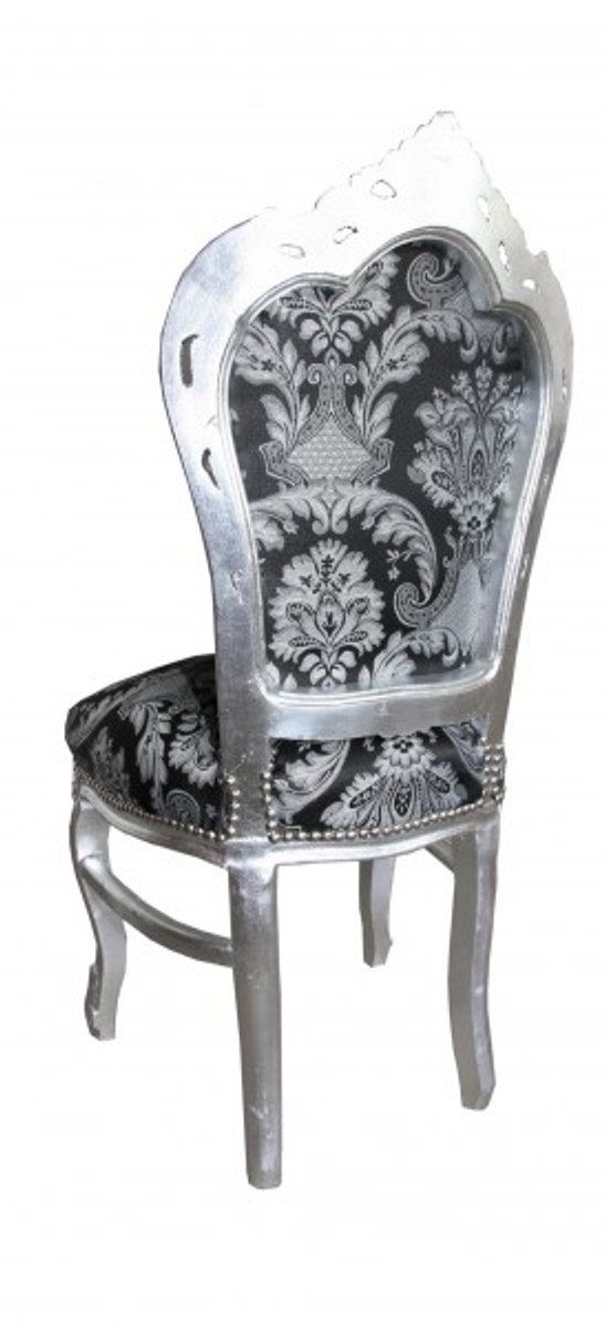 Esszimmerstuhl Armlehnen Muster Esszimmer Schwarz Möbel / Casa Barock - Antik Stil ohne Stuhl Silber Padrino