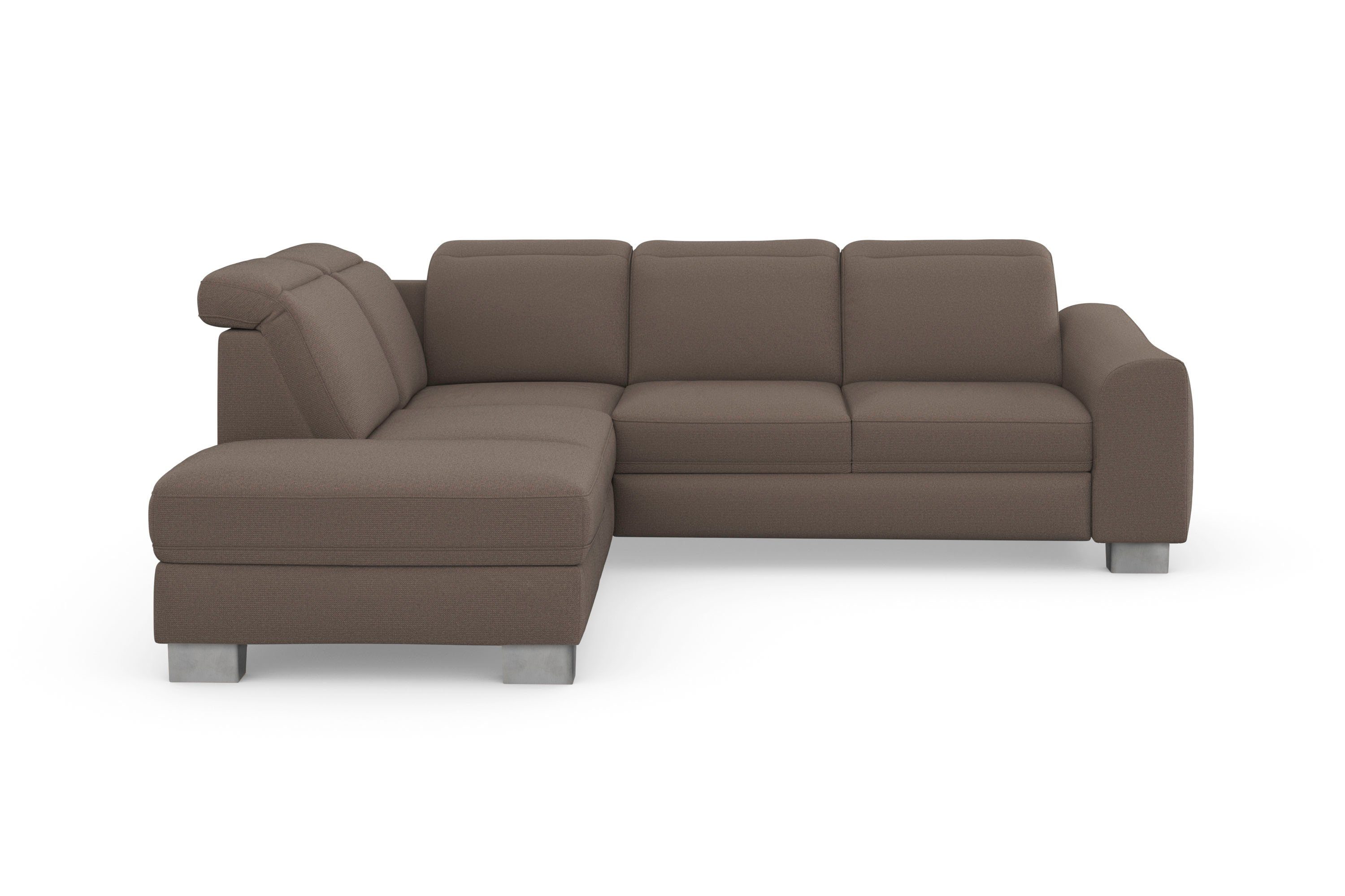 sit&more Ecksofa Dundee, mit Federkern wahlweise und Kopfteilverstellung Edelstahlfüßen, mit