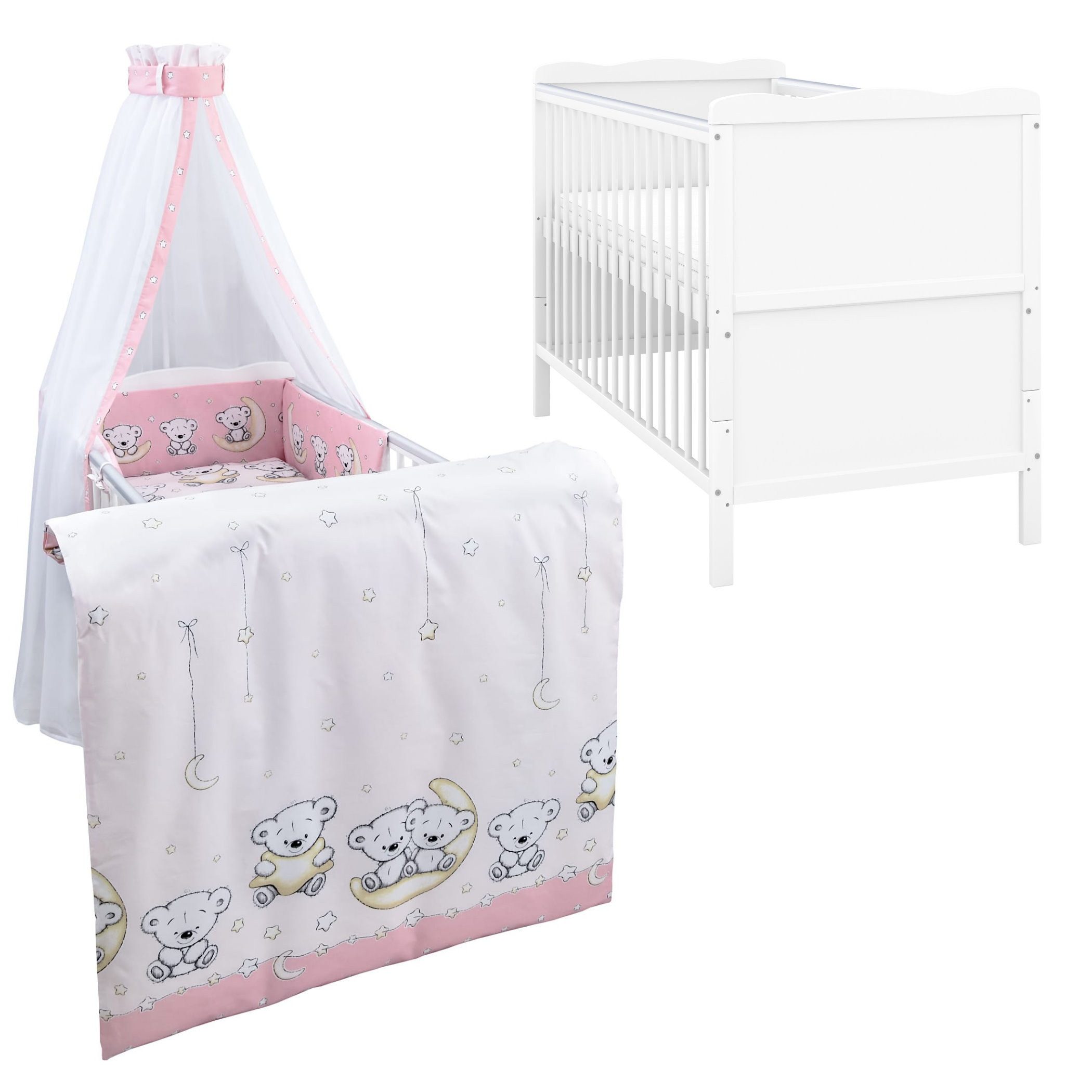 Komplettbett Babybett Jack Komplettset Waffelpique