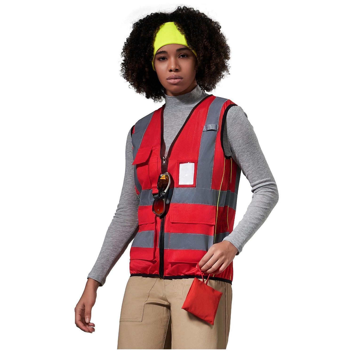 LuxusKollektion Warnweste Arbeitsweste Damen Rot S Laufweste