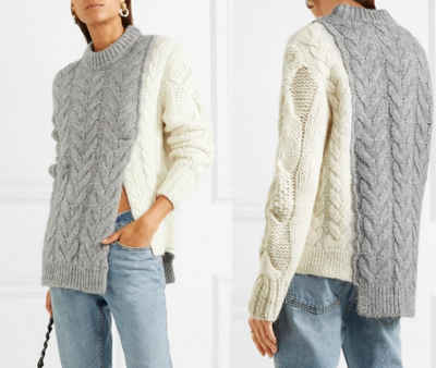 MONCLER Strickpullover MONCLER KNITWEAR Two-tone cable-knit Sweater Jumper Strick-Pulli Pullo