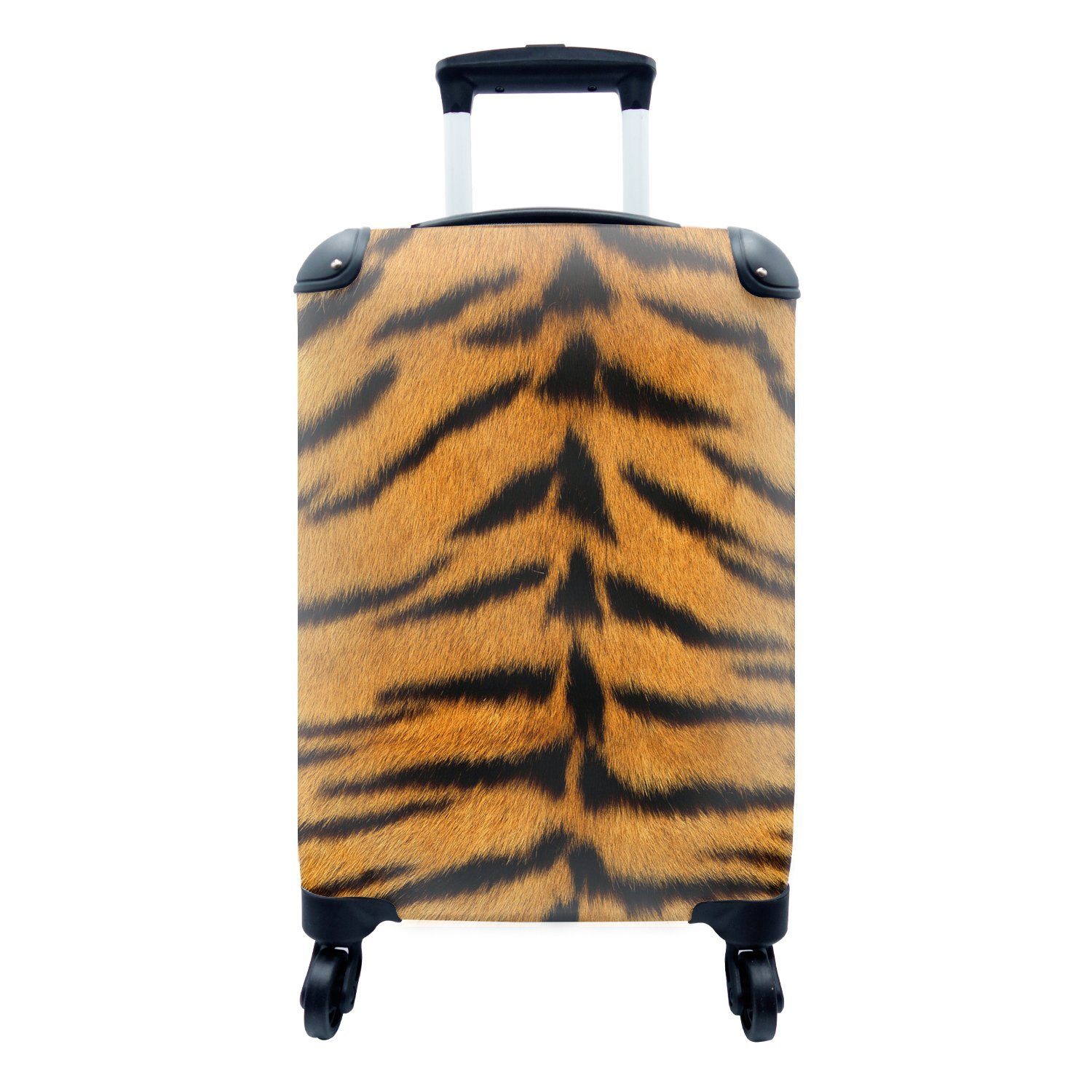 Reisetasche Reisekoffer Trolley, Handgepäck Tiger Mantel Tiere, - - 4 MuchoWow Ferien, rollen, mit für Rollen, Handgepäckkoffer