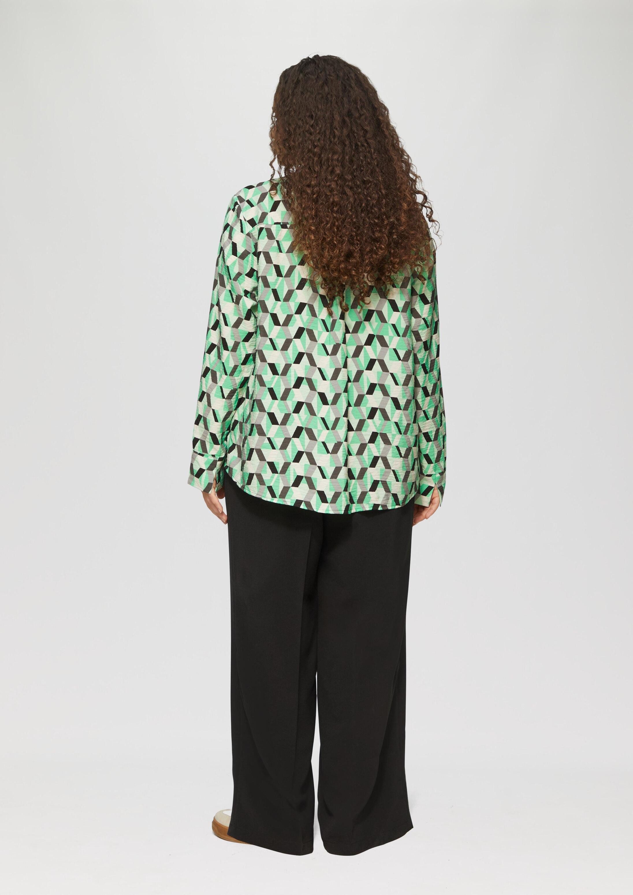 s.Oliver Langarmbluse Bluse Strukturierte Bluse mit All-over-Print
