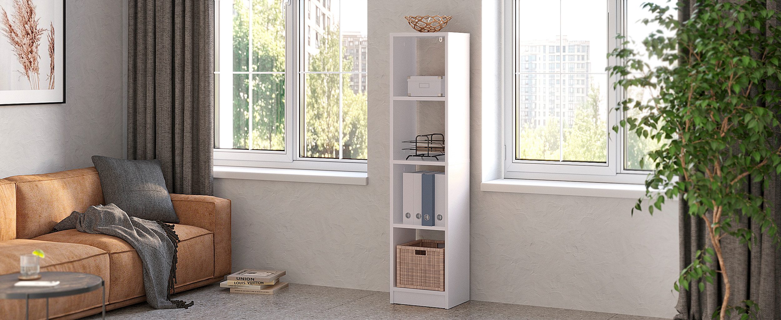 KOMTO Bücherregal LAKO Bücherregal 20-30 cm Breit, Schmales Regal mit 3-7 Fächern