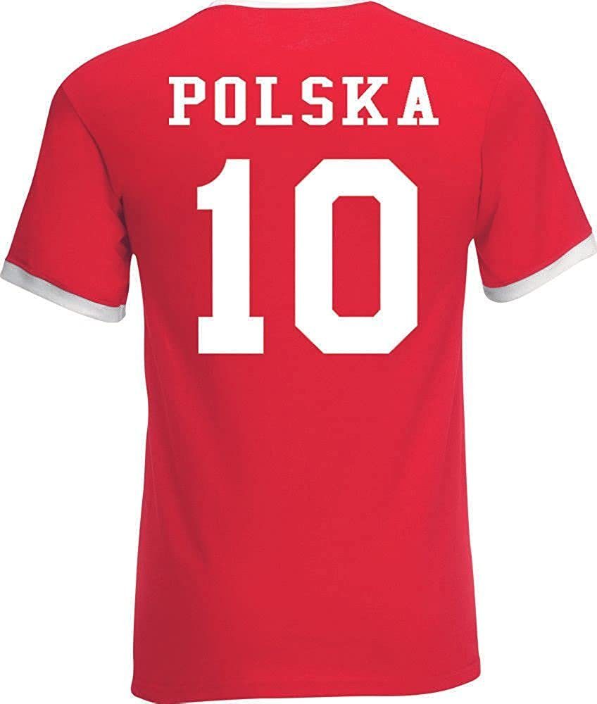 Youth Designz T-Shirt Polen Fußball Rot mit T-Shirt Trikot trendigem Motiv Herren im Look