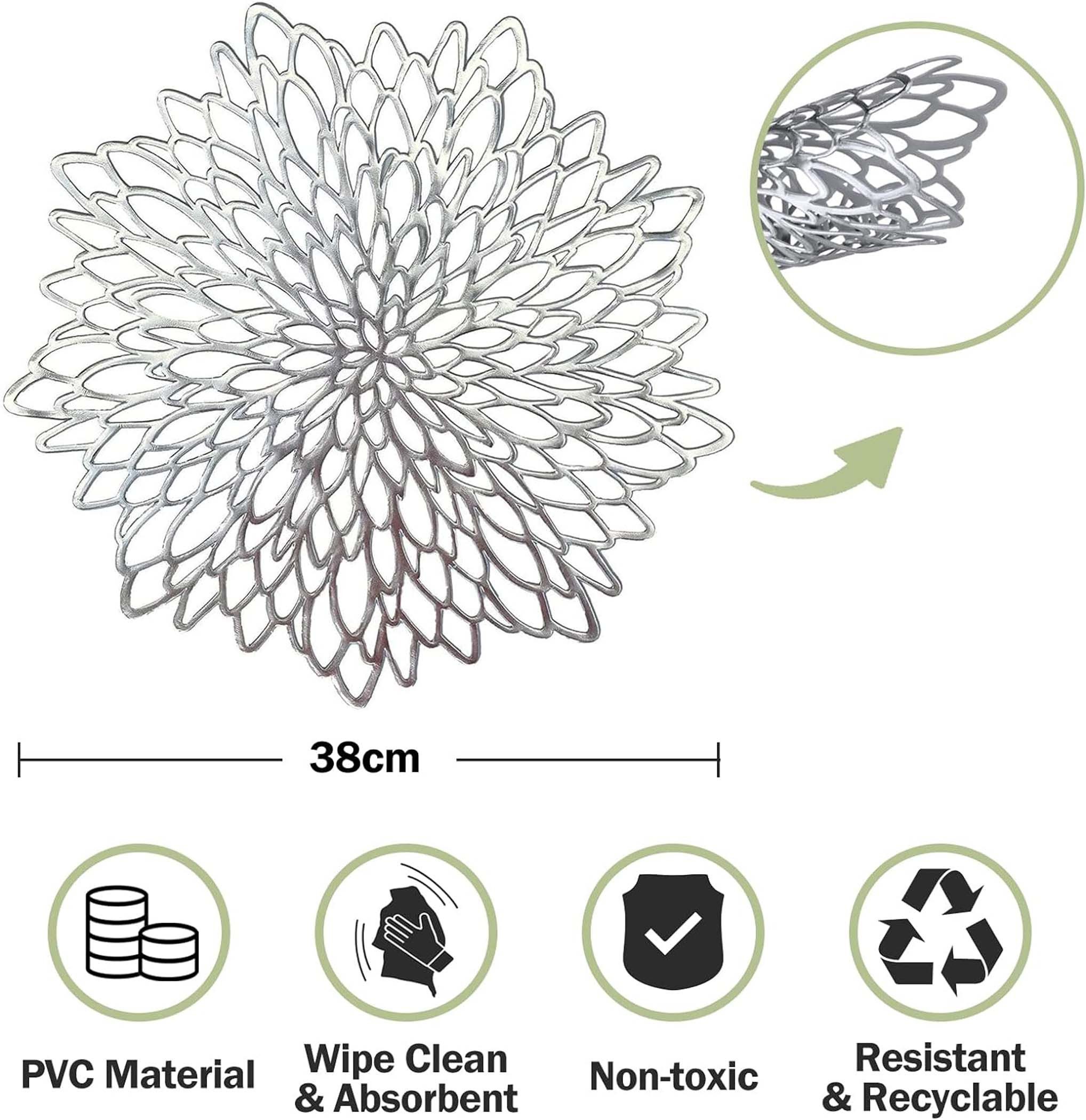 Coonoor Platzset PVC Platzset Abwaschbar Platzsets Tischsets Rund, 38cm, (6 günstig online kaufen