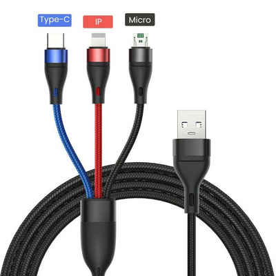 neue dawn »Universal handy Ladekabel USB C Lightning Schnellladekabel für iPhone 13/ 13 pro/ 13 pro max/ 13 mini / 12/ 12 PRO / 12 pro max/ 12 mini, 11, 8, 7, X, SE/ Samsung W22 W21 Galaxy Z fold 2 3, Z filp 3, S21 S20 S10 S8 S9 ; Huawei P30/P20, Google Pixel, Sony Xperia XZ, OnePlus 6T, LG V20 / G5 / G6 Typ C USB kabel« Smartphone-Kabel, Micro-USB, USB C, Lightning, (120 cm)