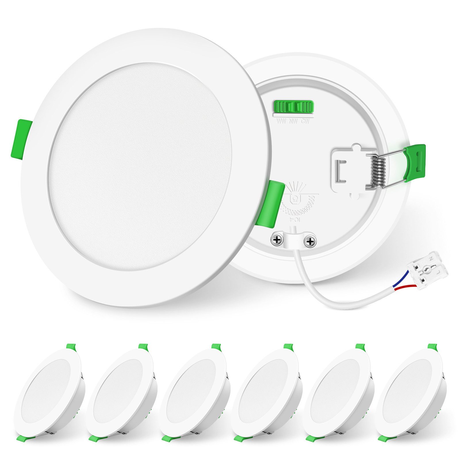 ALUSSO LED Einbauleuchte 6er-Set, Einbau-Spots, 3CCT, IP44, E-Klasse, dimmbar, 10W, 1050lm, Weiß