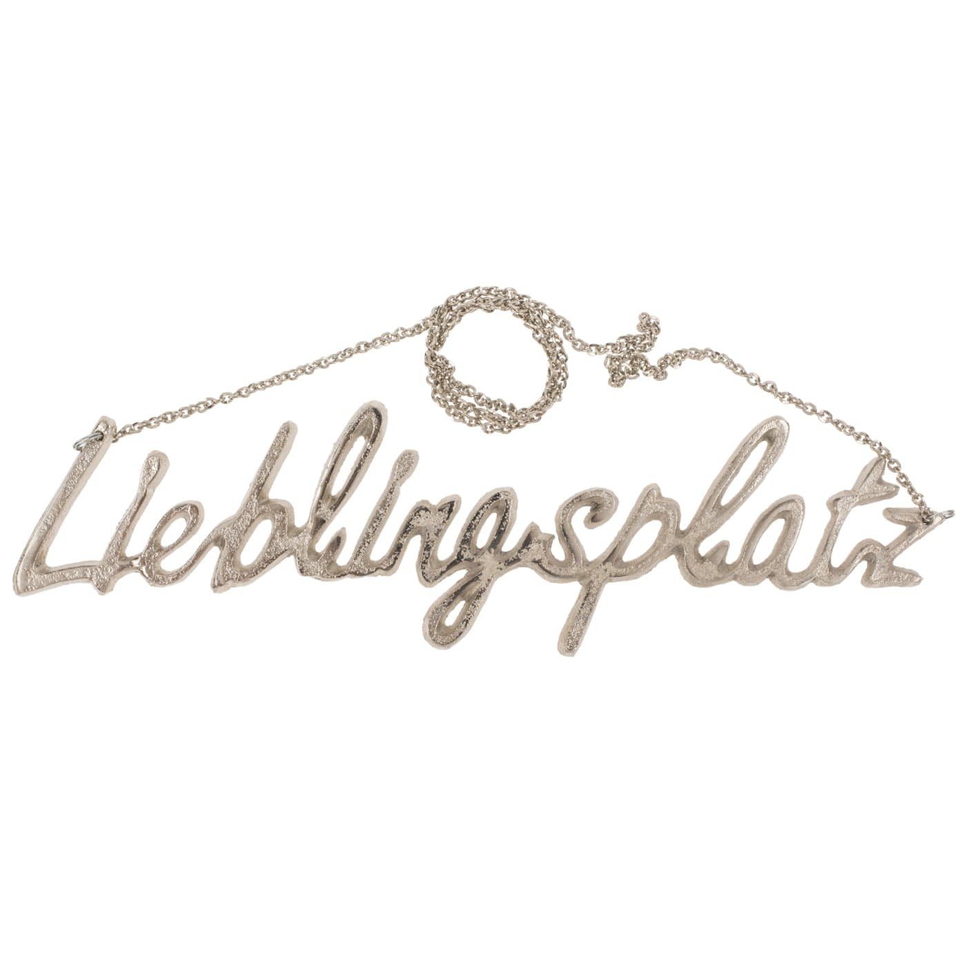 ReWu Dekohänger Schriftzug Silberfarben Lieblingsplatz zum Hängen, 38 x 10 cm
