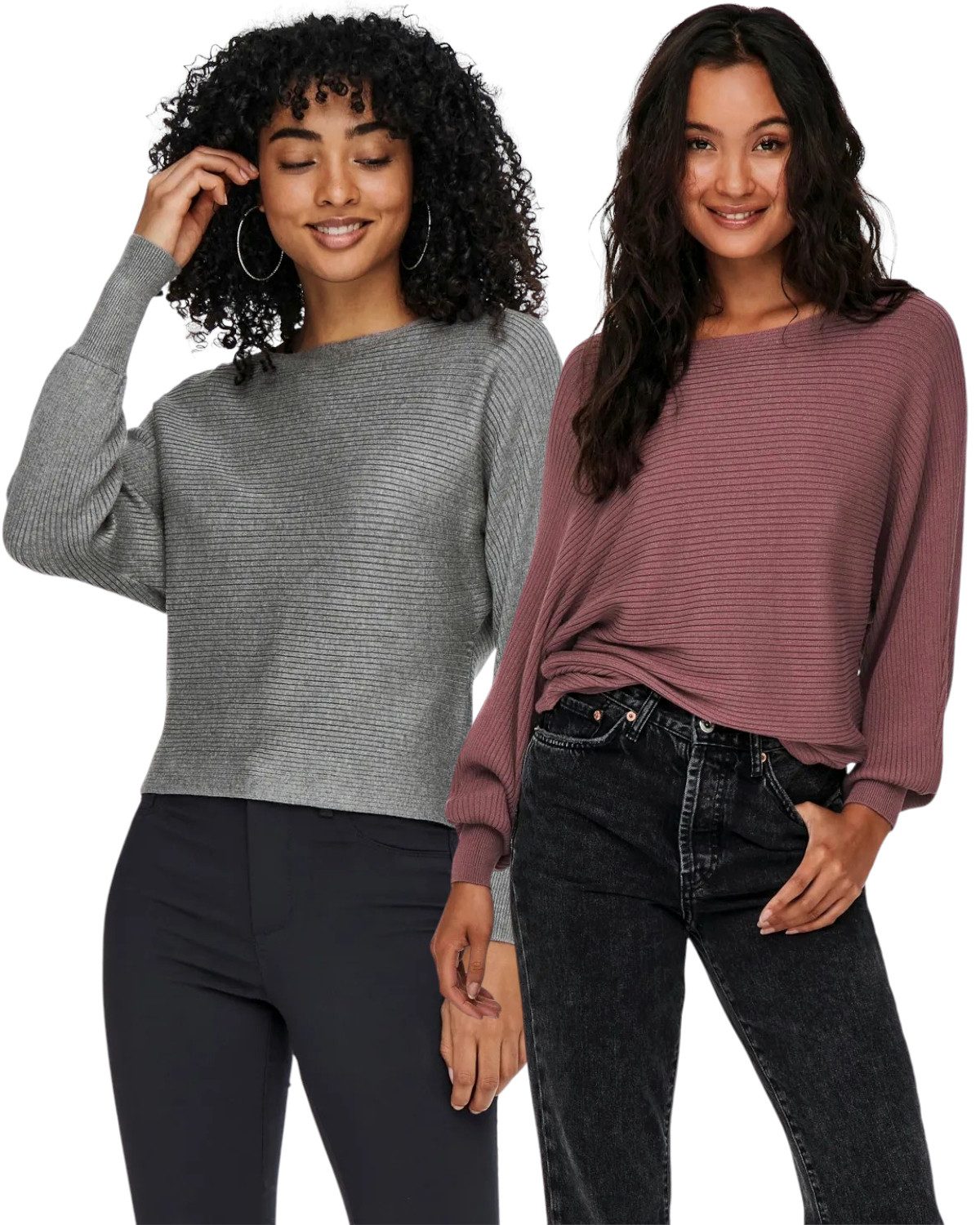 ONLY Langarmshirt Pullover mit Fledermausärmel im Doppelpack günstig online kaufen