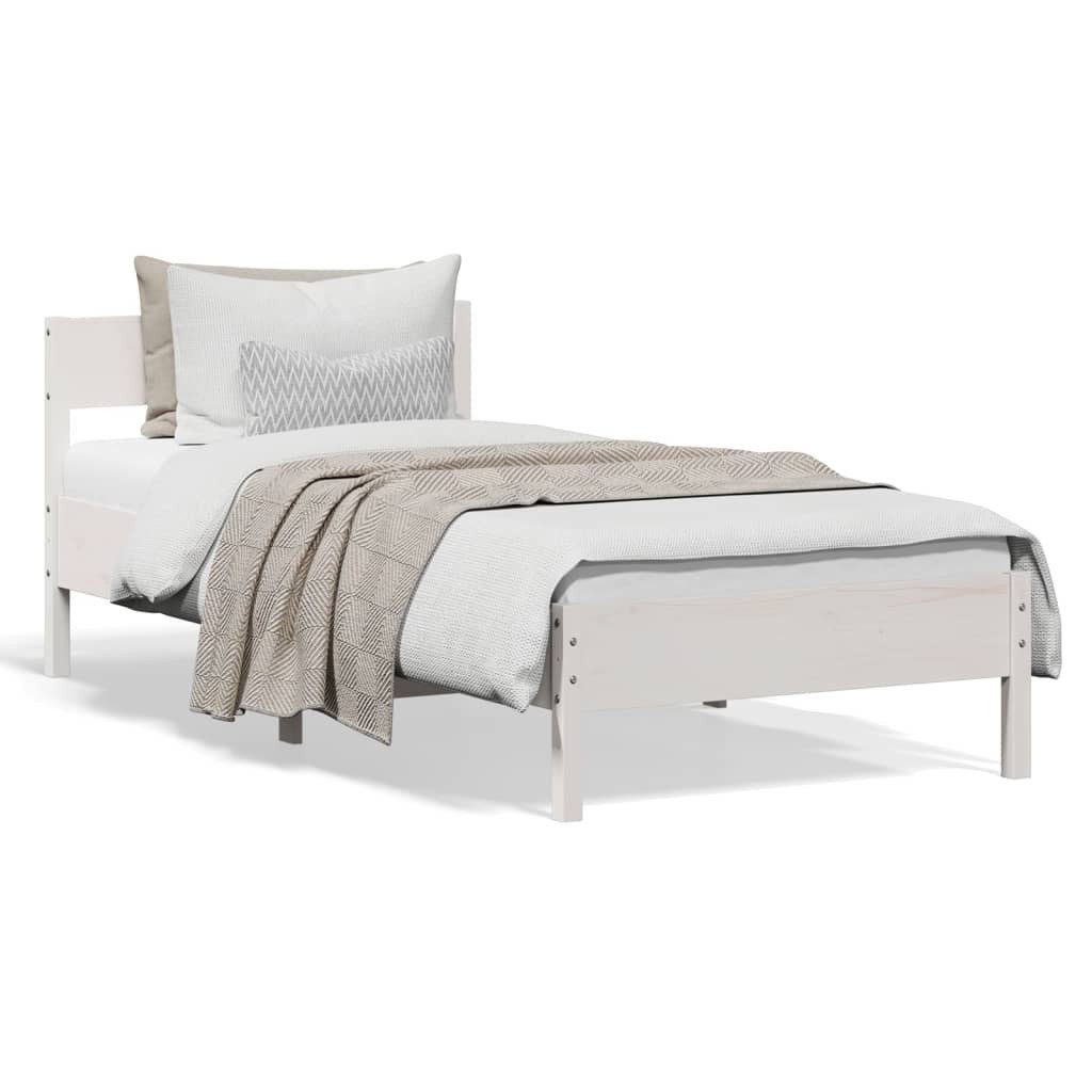 vidaXL Bett Massivholzbett ohne Matratze Weiß 90x200 cm Kiefernholz günstig online kaufen