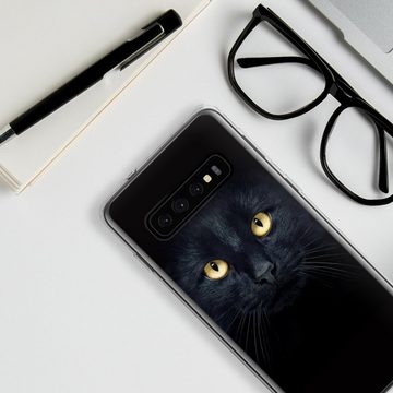 DeinDesign Handyhülle Katze Auge schwarz Tom Cat, Samsung Galaxy S10 Silikon Hülle Bumper Case Handy Schutzhülle