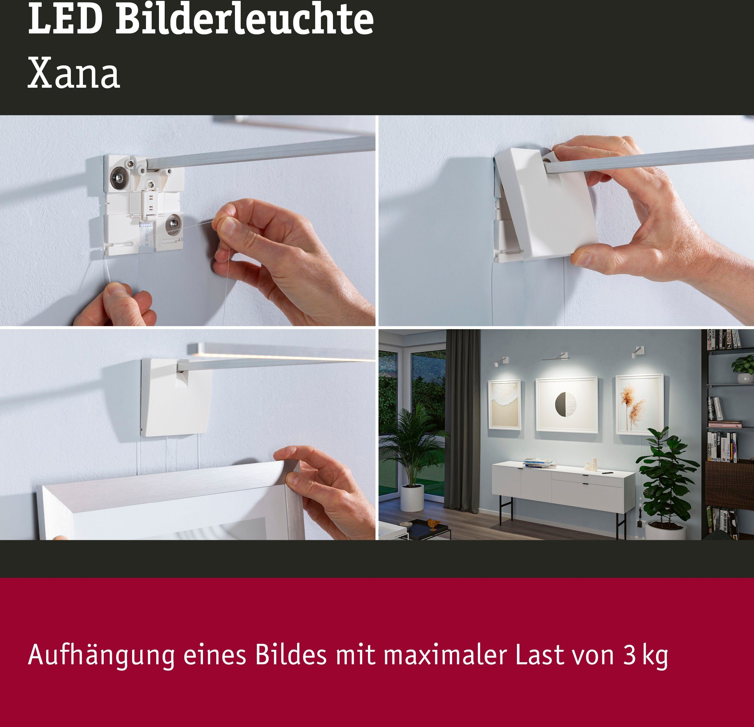 dimmbar LED Warmweiß, fest integriert, Paulmann Bilderleuchte LED Xana,