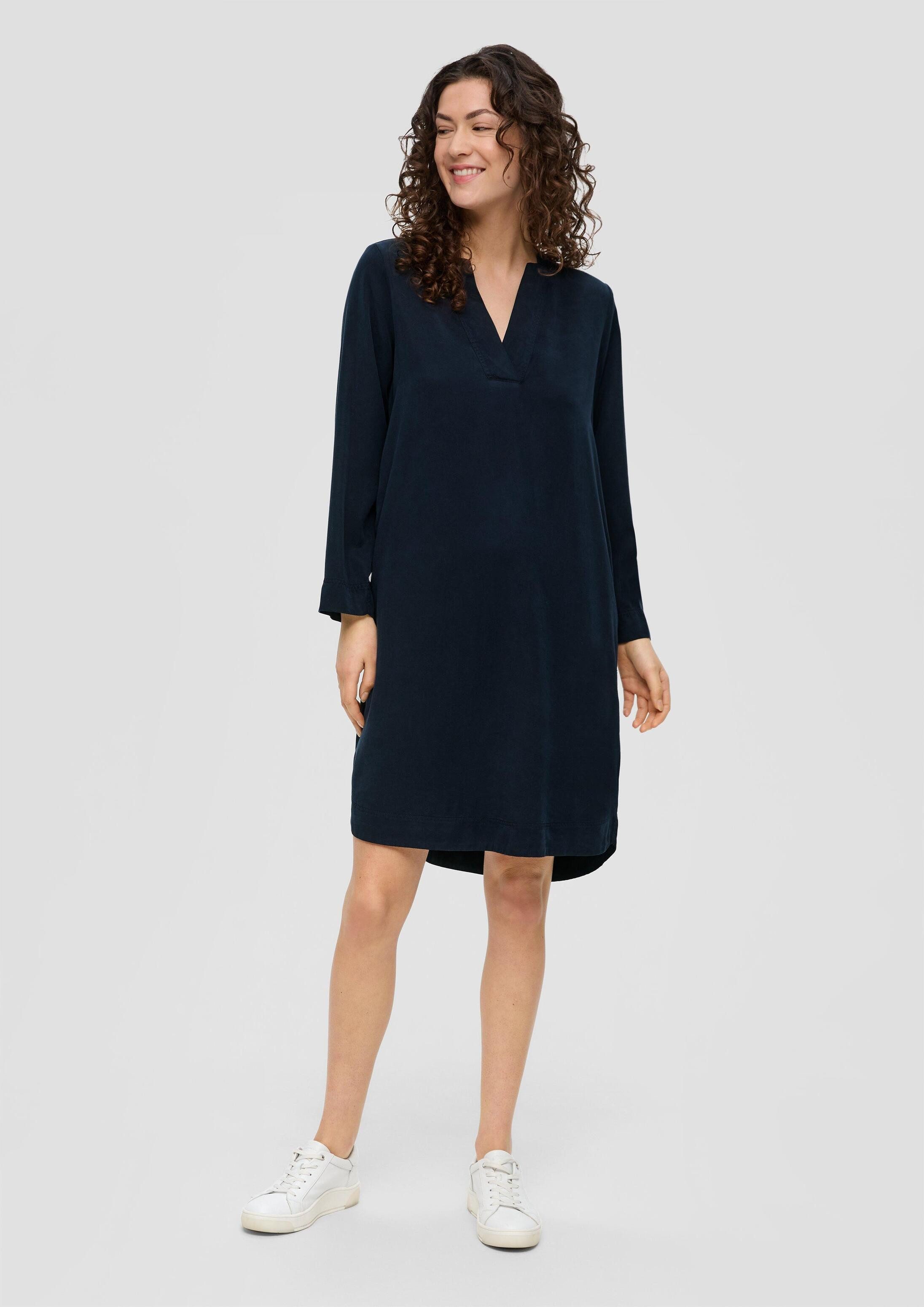 s.Oliver Midikleid Kleid Kurzes Lyocellkleid mit V-Ausschnitt