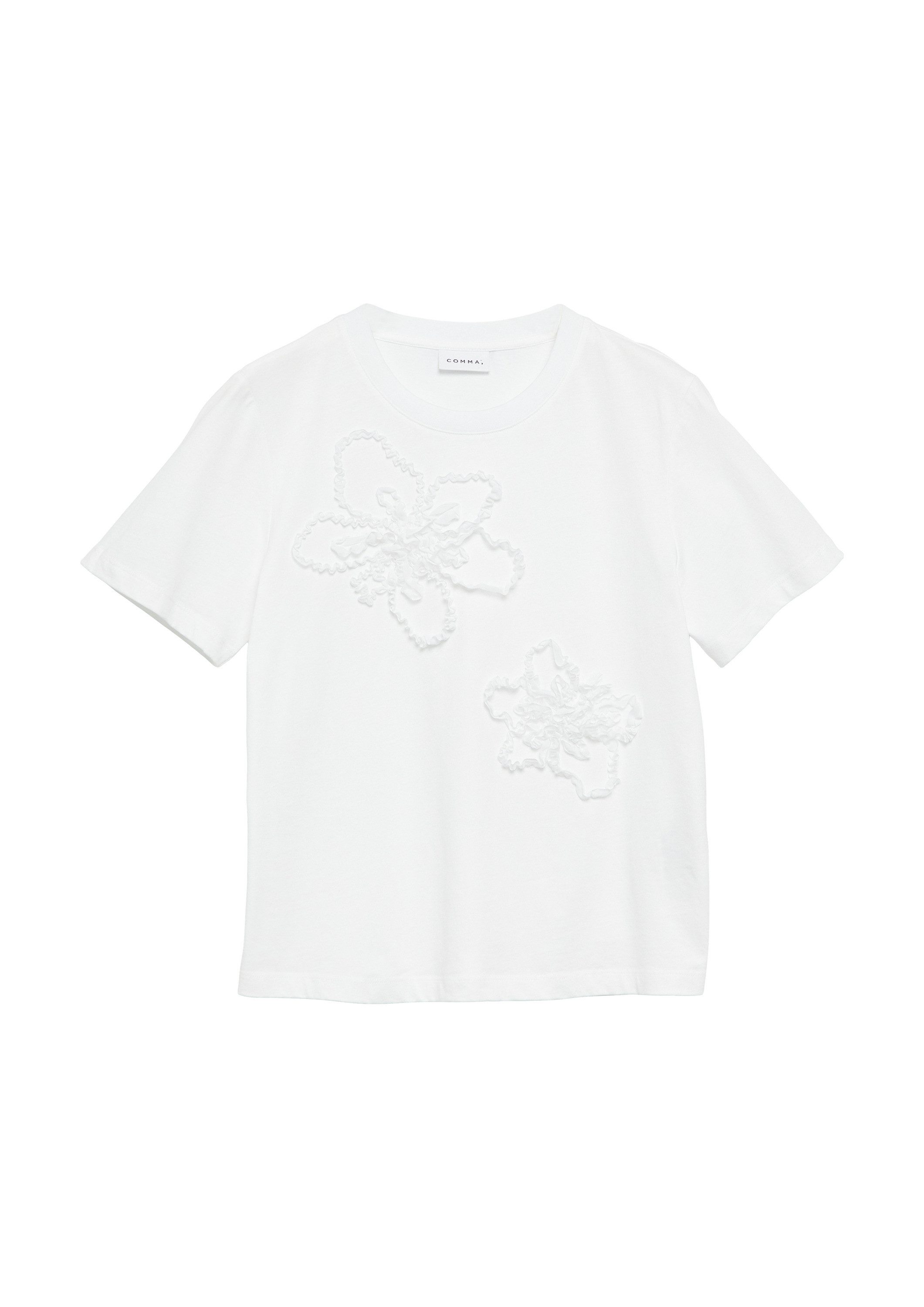 comma Kurzarmshirt T-Shirt T-Shirt mit Blumenapplikationen günstig online kaufen