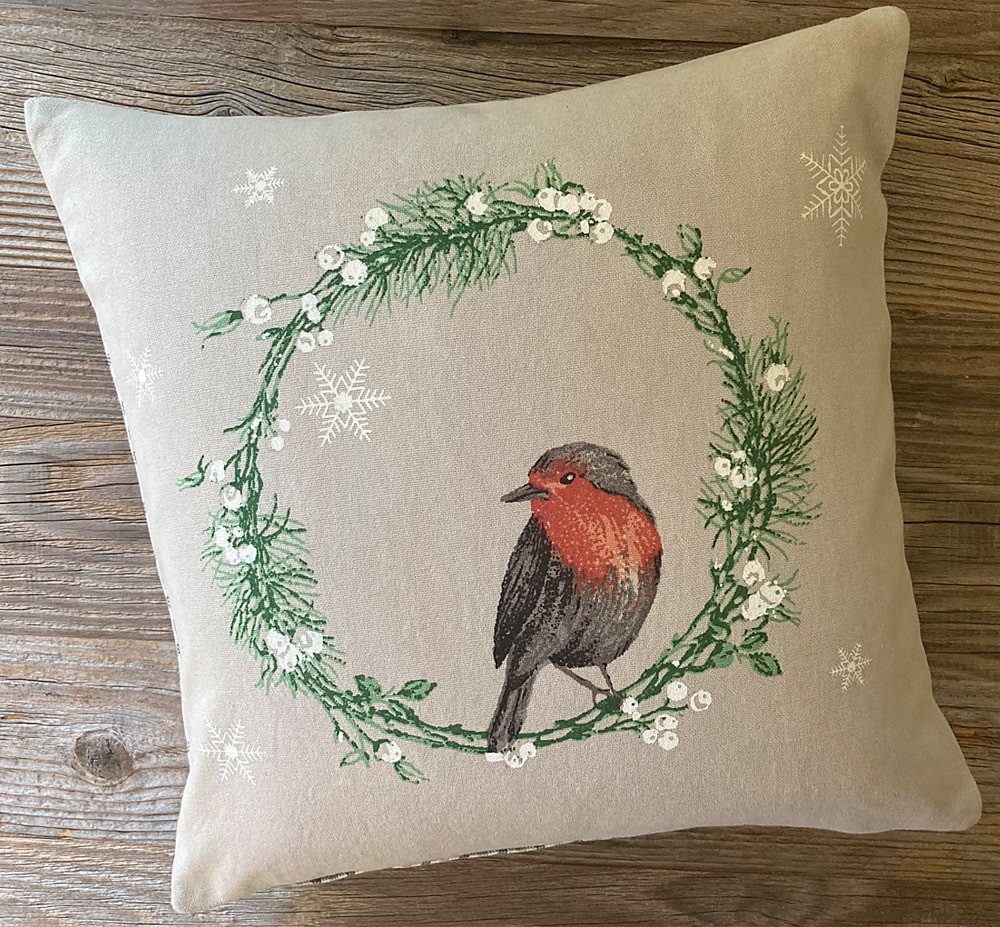matches21 HOME & HOBBY Kissenbezüge Kissen-Bezug 30x30 cm Landhaus-Stil Winter Vogel Baumwolle, (1 Stück), Wohnzimmer Kissen-Hülle als Deko-Kissen Zier-Kissen Sofa-Kissen