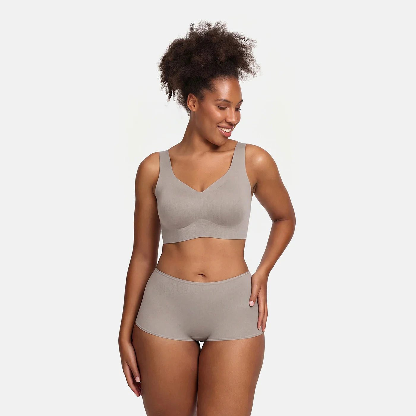 cfab (creamy fabrics) Bügelloser BH Comfort Minimizer Back Support BH-Dark Taupe-XL (1-tlg)