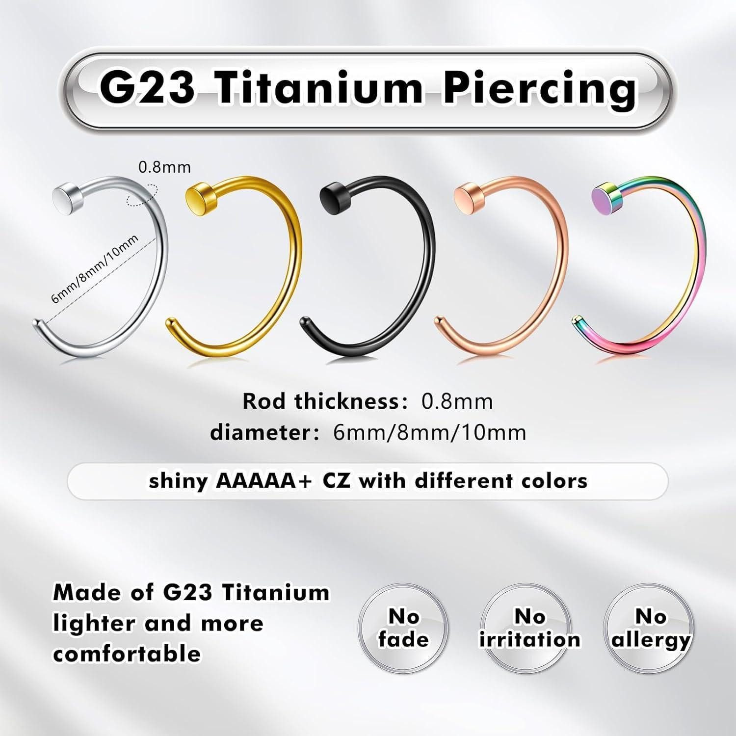 LuxusKollektion Nasenpiercing Titan Fake Nasenpiercing Septum 18G 20G ...