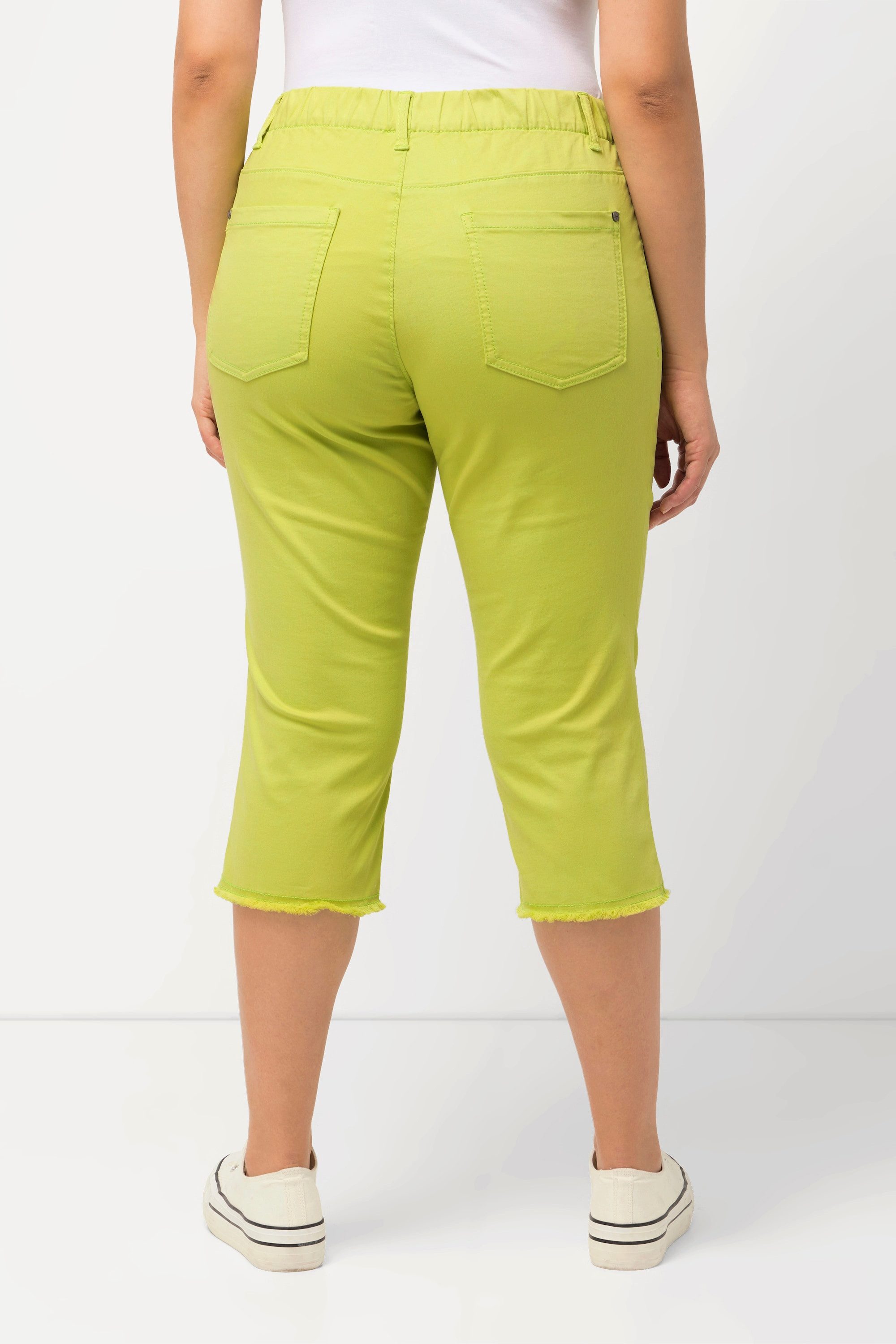 Ulla Popken Caprihose Caprihose Sienna Fransensaum schmales Bein Stretch