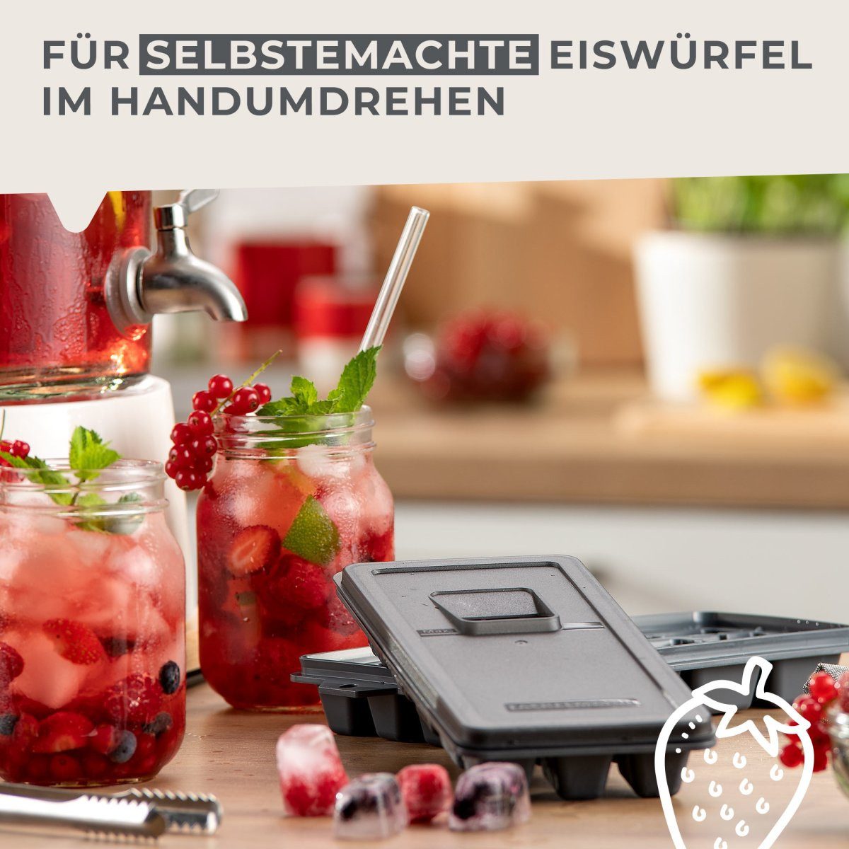 FACKELMANN Eiswürfelform mit Deckel, Eiswürfelbehälter, Ice Cube Tray