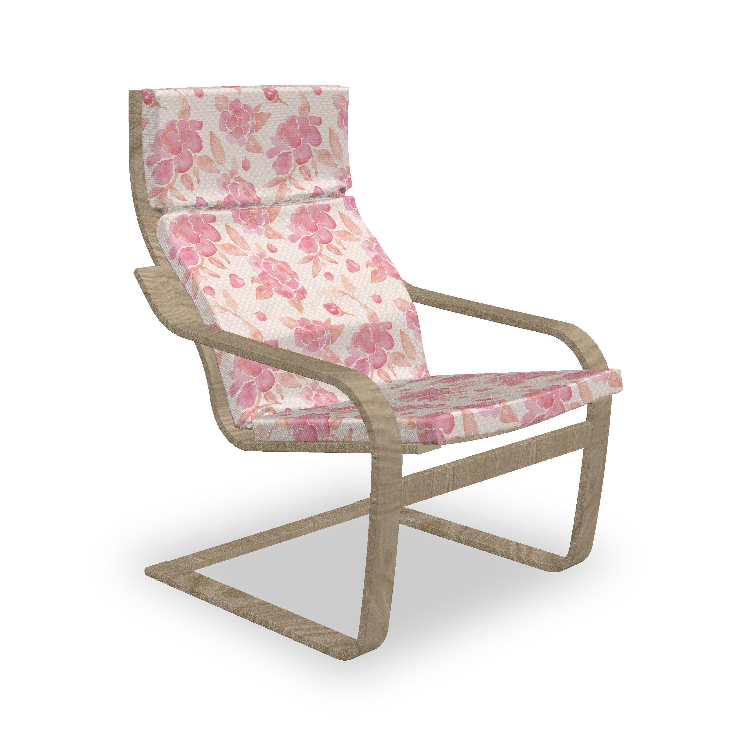 Abakuhaus Stuhlkissen Sitzkissen mit Stuhlkissen mit Hakenschlaufe und Reißverschluss, Frühling Pinkish Aquarell Blumen