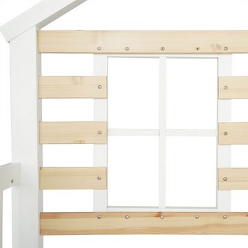 autolock Etagenbett Etagenbett Holzbett mit Treppe und Gitter,Rutsche und Fenster