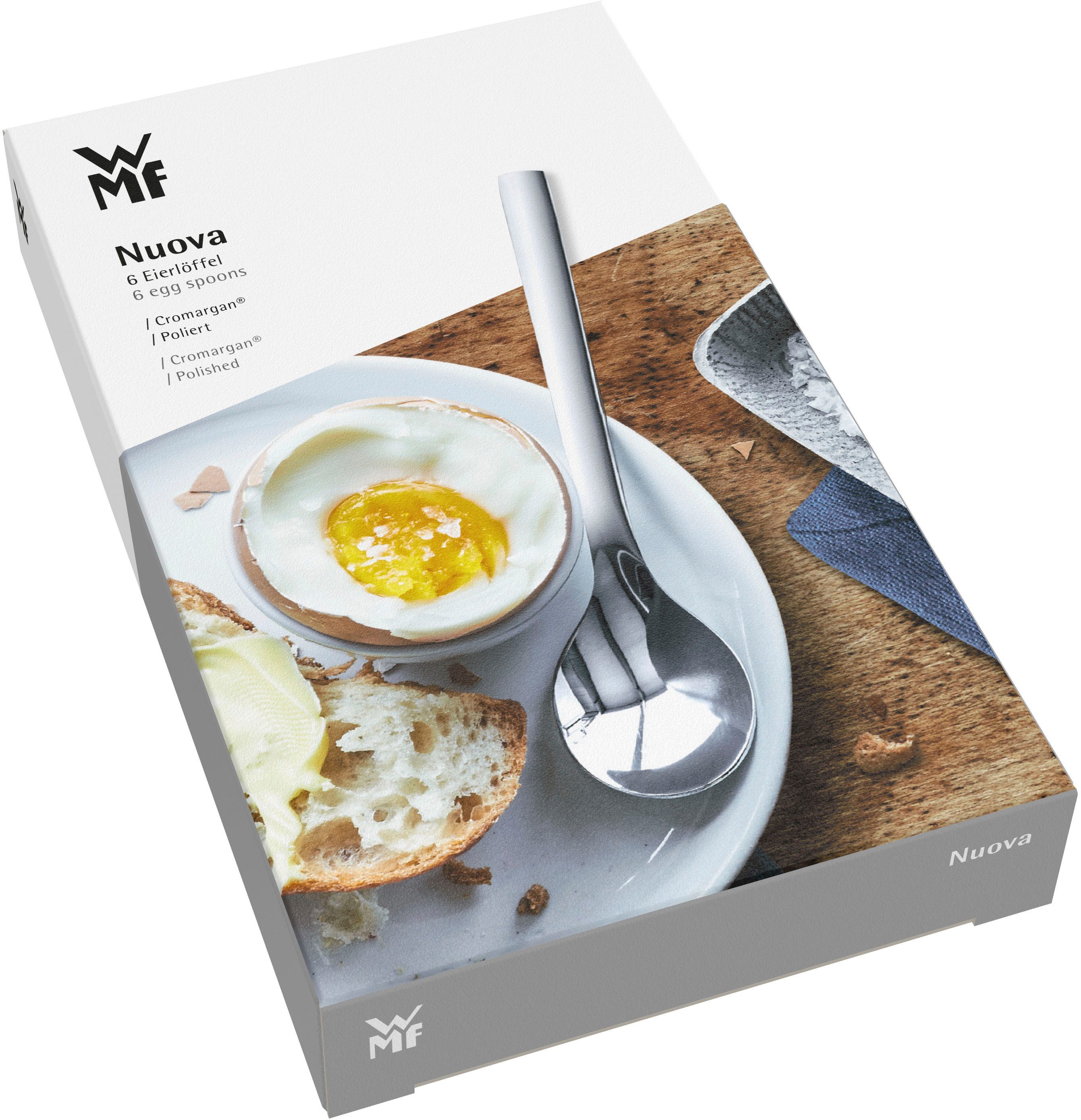 WMF Eierlöffel Nuova, Löffel-Set (6 Stück), 12 cm, Cromargan® Edelstahl Rostfrei 18/10, spülmaschinenfest