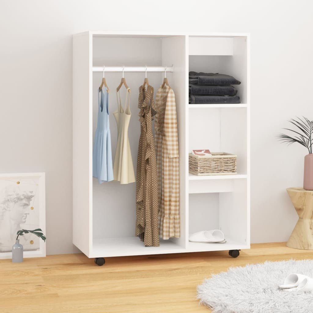 vidaXL Kleiderschrank in Weiß mit 4 Fächern und 2 Einlegeböden (LxBxH: 80x40x110 cm)