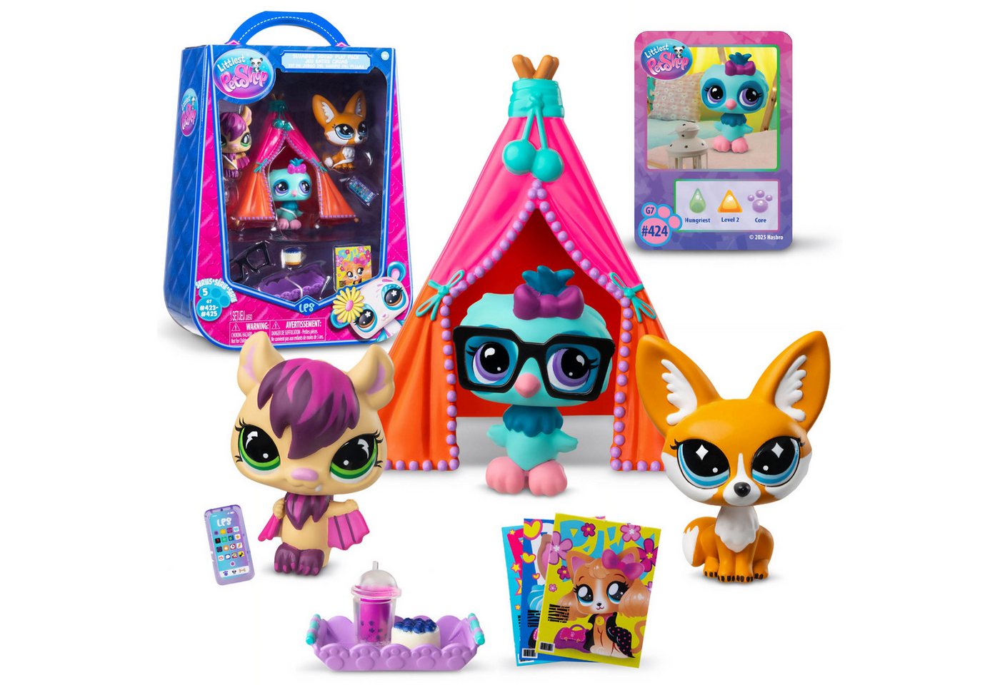 Sarcia.eu Spielfigur Littlest Pet Shop Pyjama Party Set, Figuren #423–425 mit Zubehör