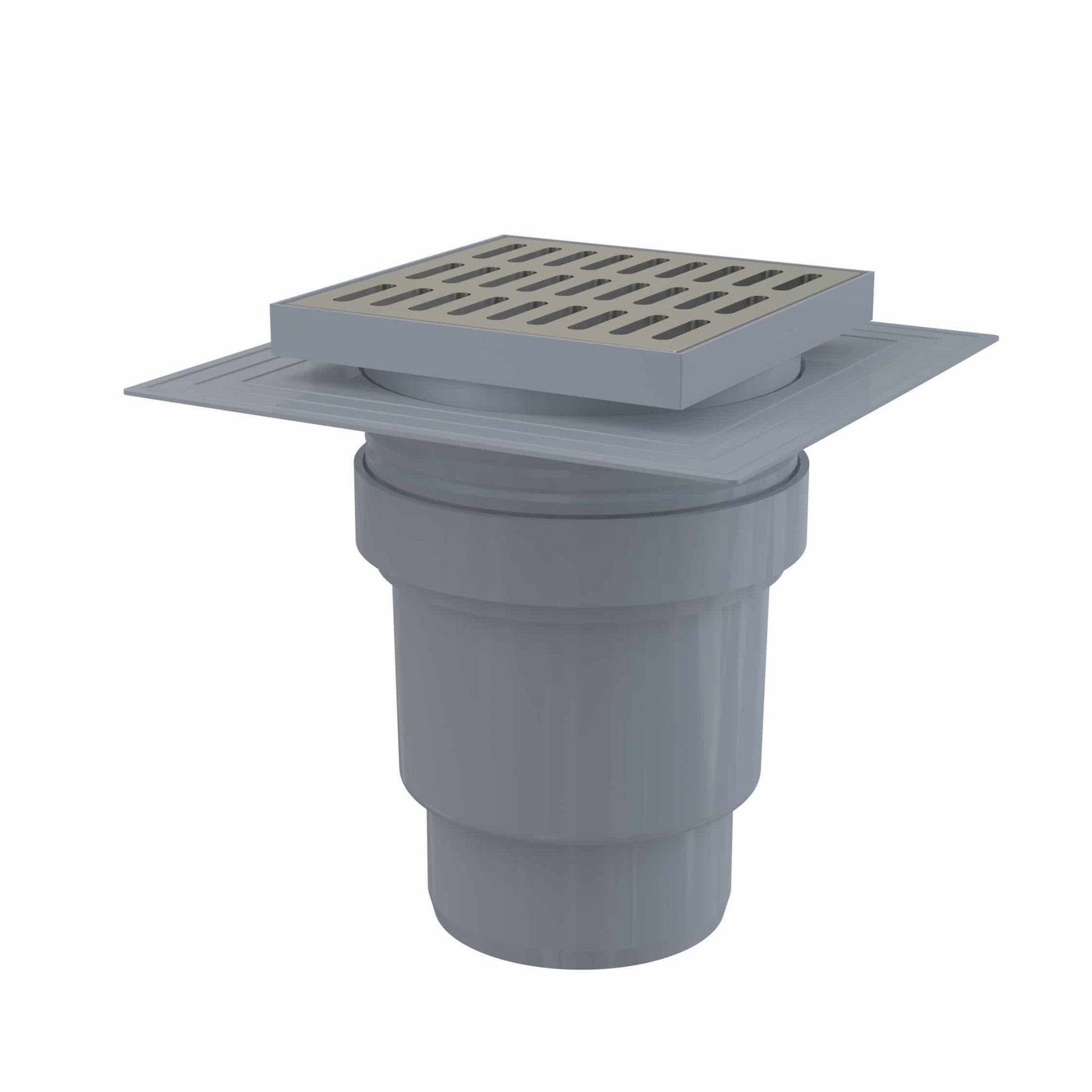 AlcaPlast Bodenablauf AlcaPlast APV Bodenablauf, Duschablauf mit Siphon DN100 Edelstahlrost 150x150 mm