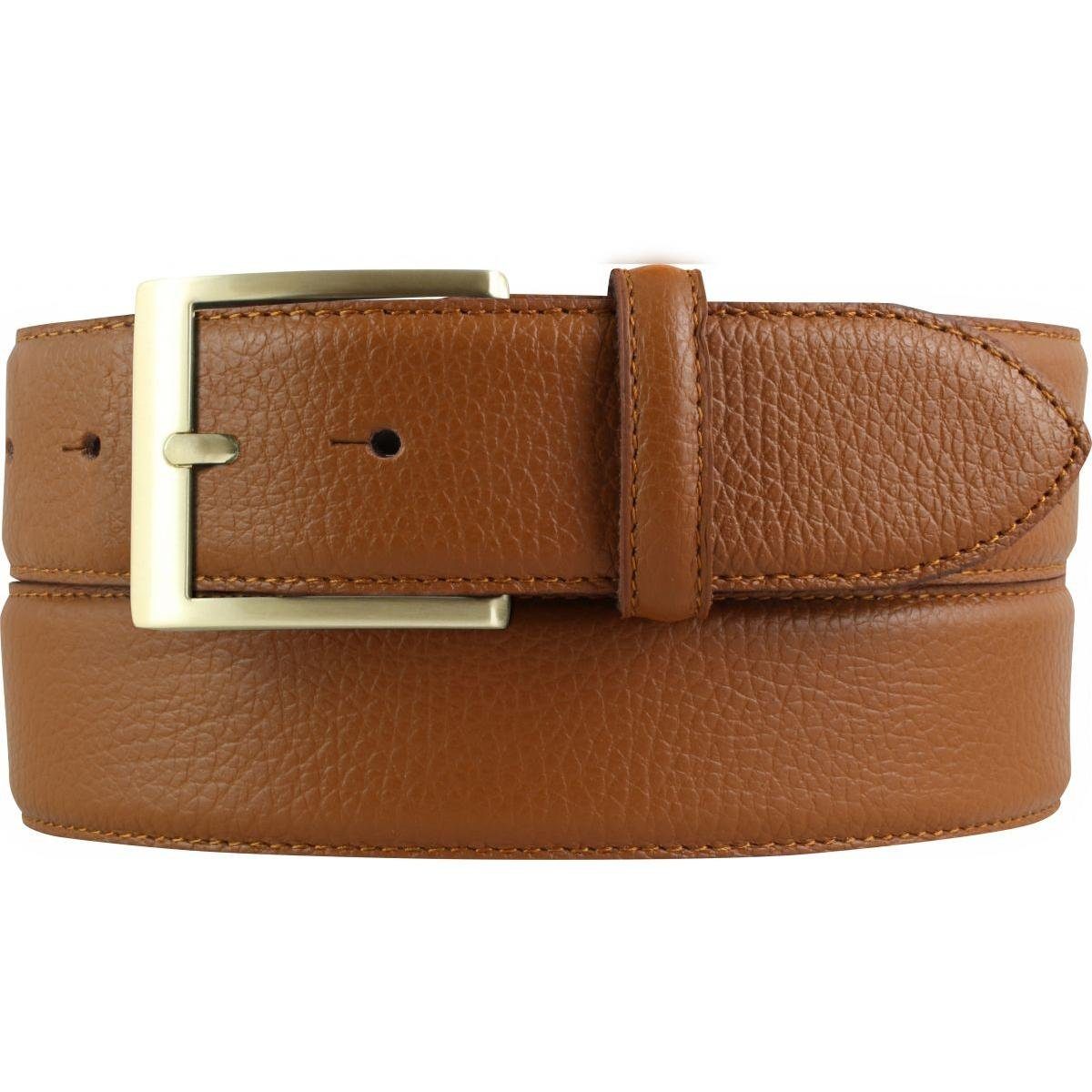 Ledergürtel Herren-Gürtel aus gemasertem Leder mit Steppnaht 4 cm - Hochwertiger L