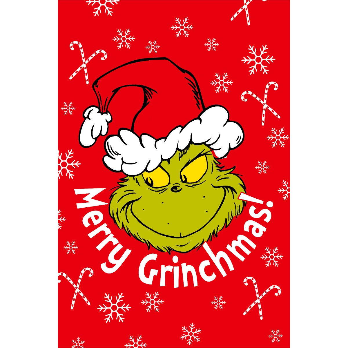 Wohndecke Weihnachtsdecke 100 × 150 cm Kuscheldecke mit Merry Grinchmas Motiv, The Grinch