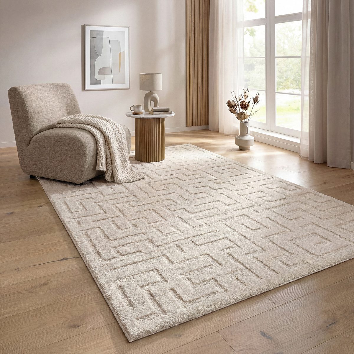 the carpet Designteppich Elisa, rechteckig, Höhe: 15 mm, mit klaren geometrischen Formen und Linien