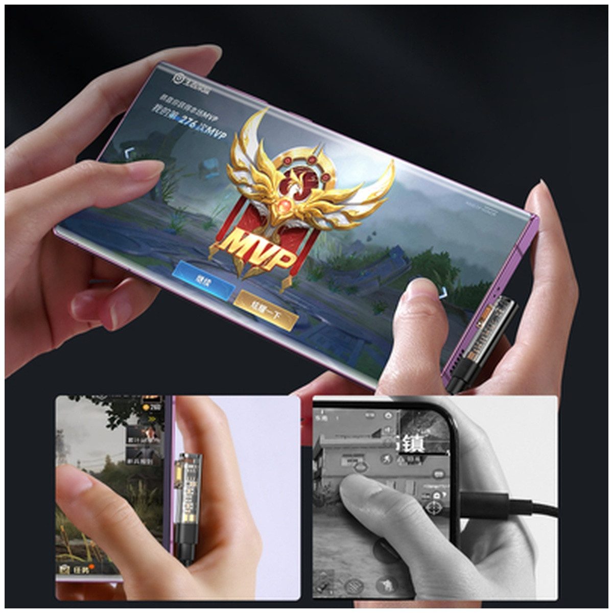 JOYROOM Joyroom Gaming Kabel S CC100A6 USB-C gewinkelt USB-C gerade Smartphone-Ladegerät