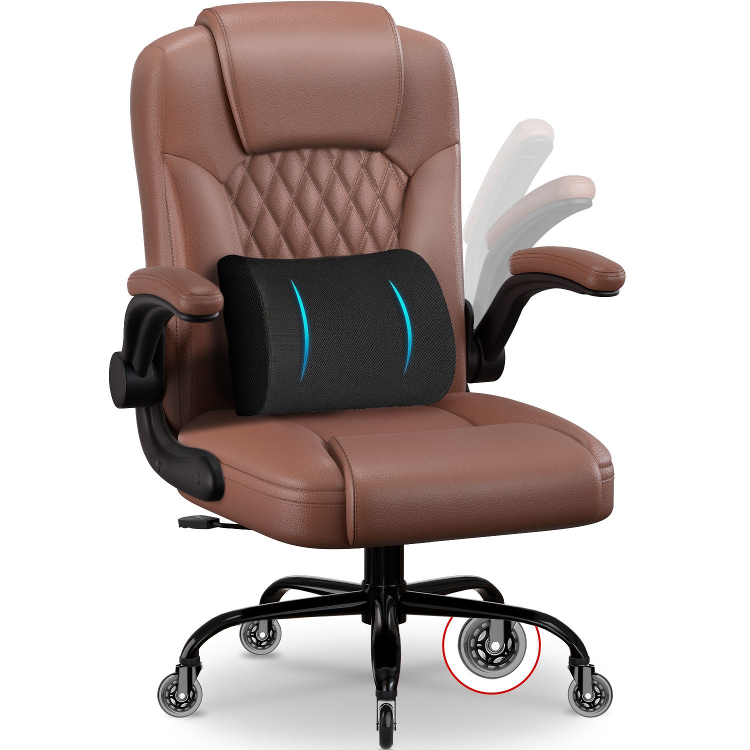 Homimaster Bürostuhl Ergonomisch, Kunstleder Schreibtischstuhl 90° Klappbar günstig online kaufen