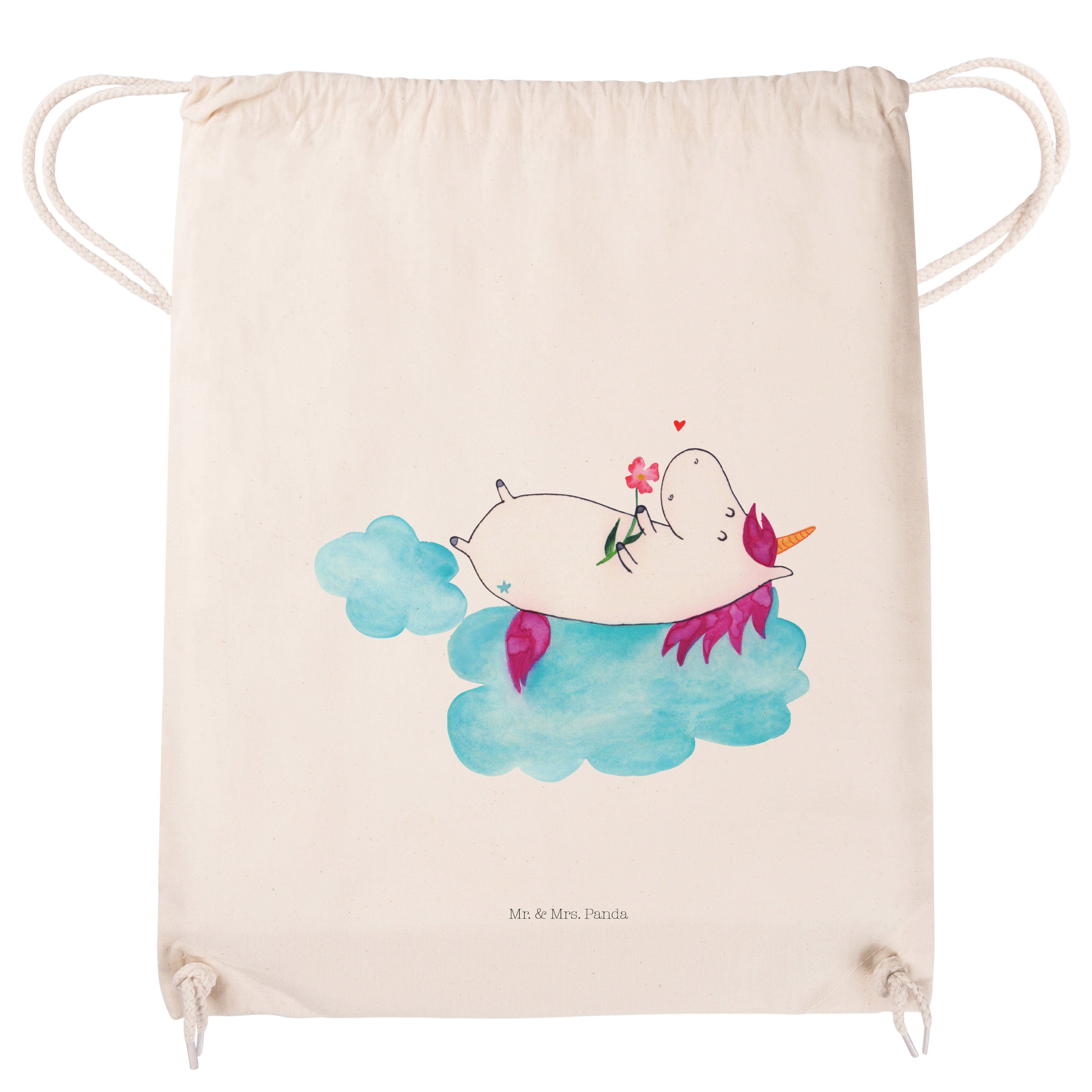 Mr. & Panda Transparent Einhorn Wolke Pegasus, auf (1-tlg) - - Geschenk, Mrs. verliebt Einhörn Sporttasche