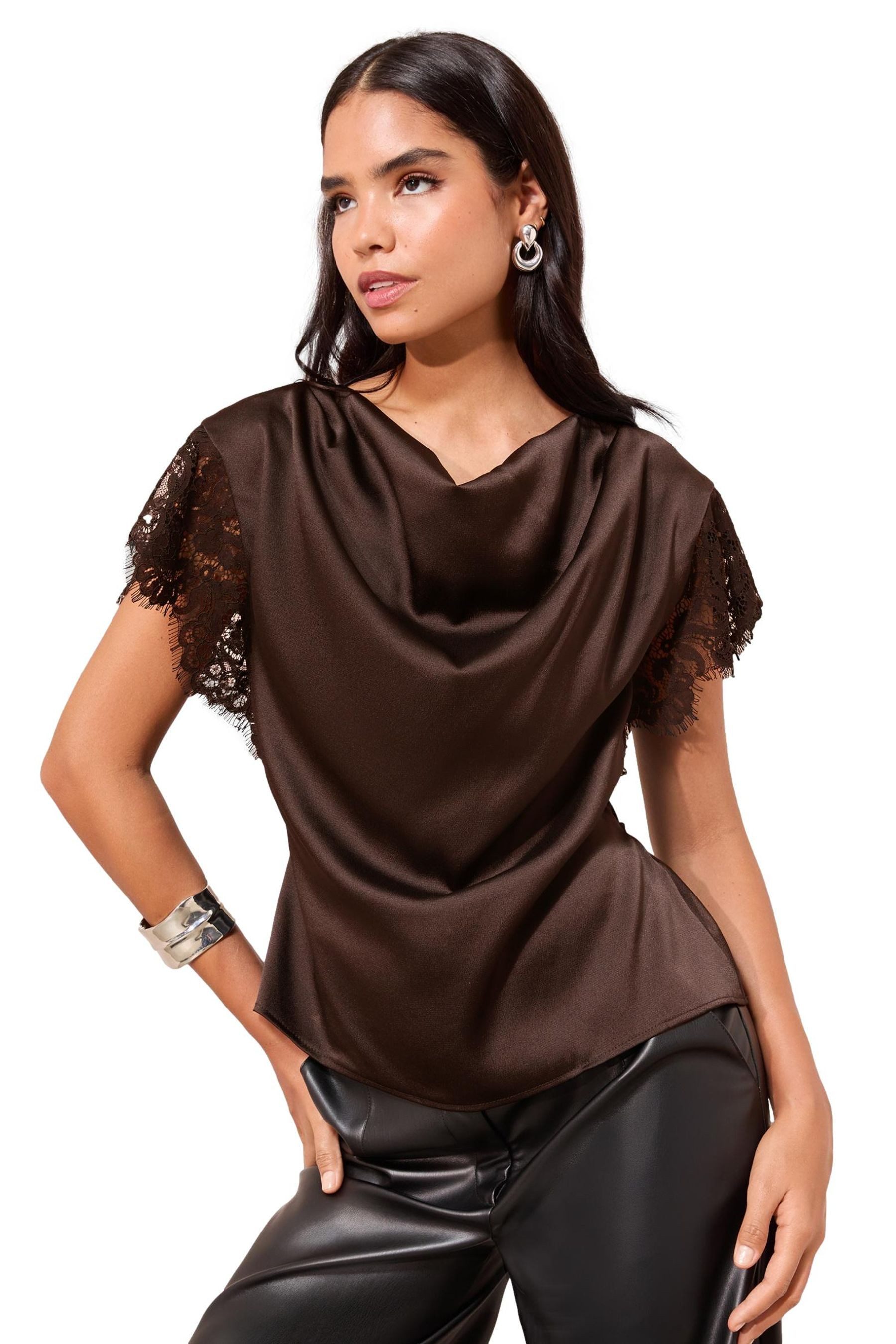 Friends Like These Satinbluse Friends Like These Satinbluse mit Spitzenärme günstig online kaufen