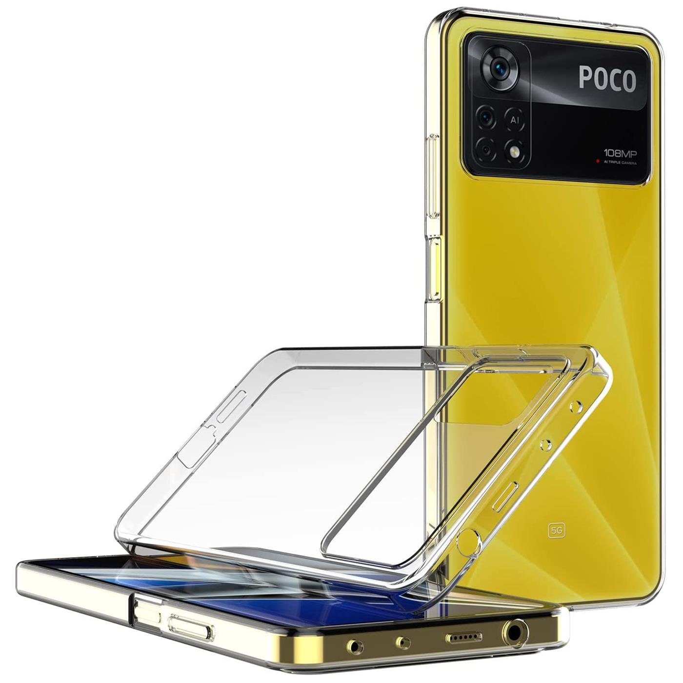 CoolGadget Handyhülle Transparent Ultra Slim Case für Xiaomi Poco X4 Pro 5G 6,67 Zoll, Silikon Hülle Dünne Schutzhülle für Poco X4 Pro 5G Hülle