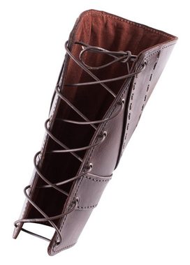 Battle Merchant Ritter-Kostüm Gepolsterte Beinschienen aus Leder mit gekreuzten Bändern, Paar