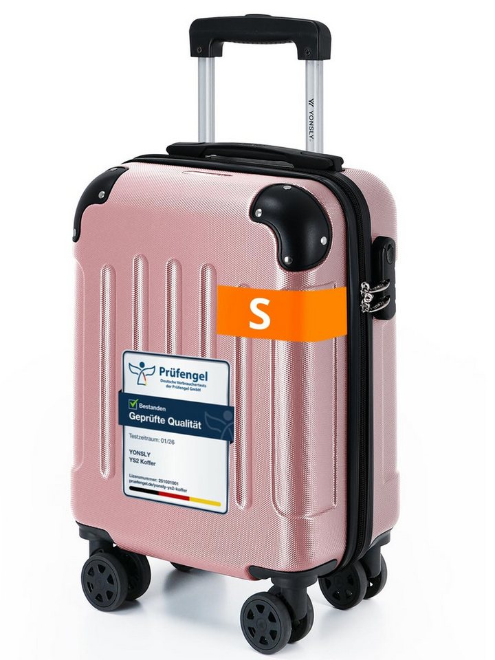 YONSLY Hartschalen-Trolley Hartschalen-Reisekoffer Trolley Rollkoffer in S/M/L/XL Größen, 4 Rollen, mit 360°-Lenkrollen, Zahlenschloss und mehrstufigem Teleskopgriff
