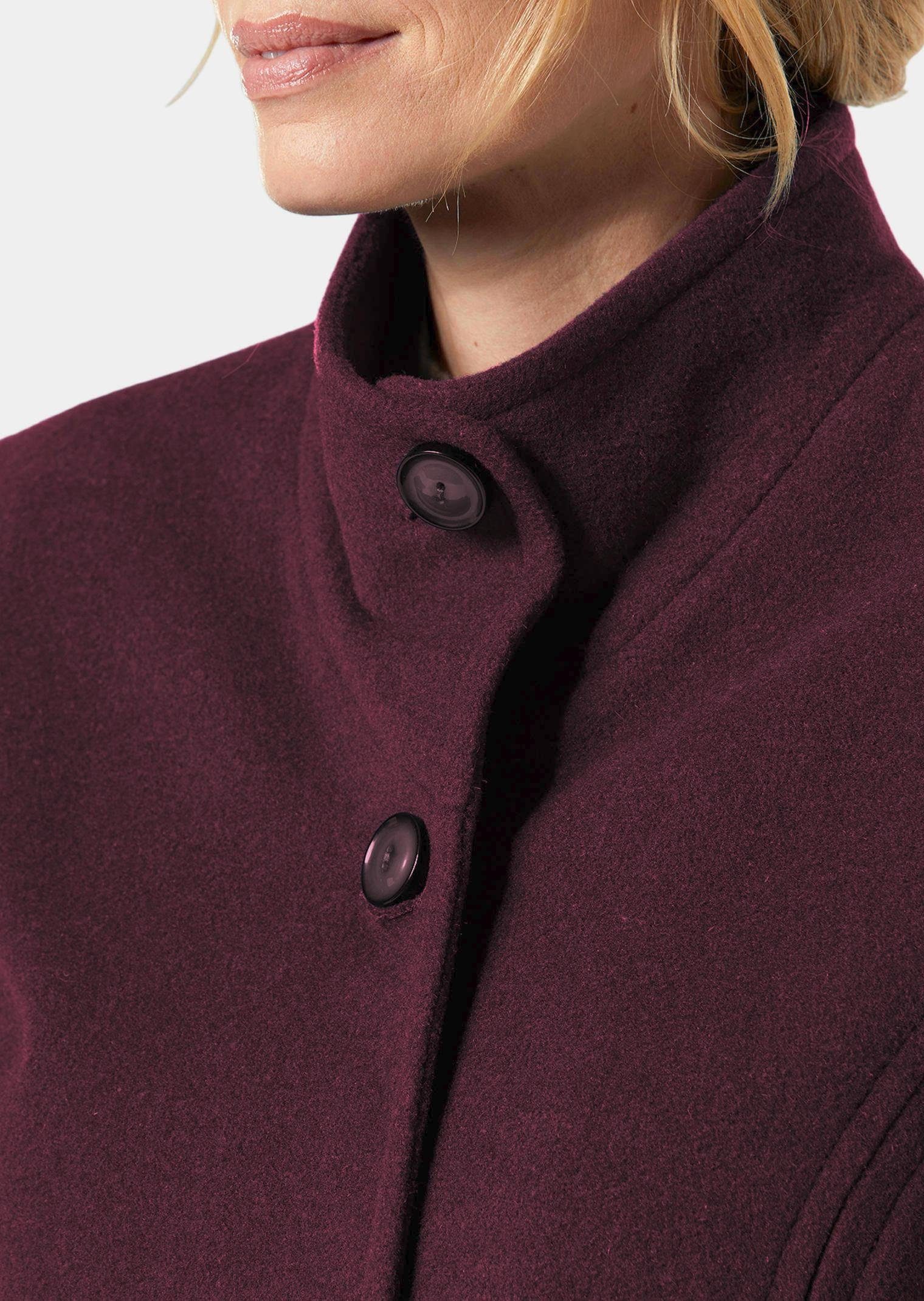 GOLDNER Wolljacke Eleganter Wintermantel mit Stehkragen Longmantel mit Knöpfen, Schubtaschen und Langarm