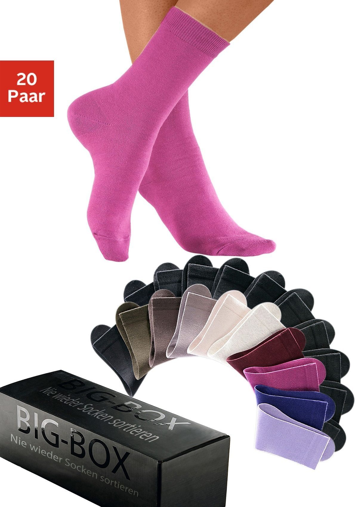 Go in Basicsocken Damensocken in der Großpackung (Box, 20-Paar, Gr. 35-38 bis 39-42) in der Big-Box