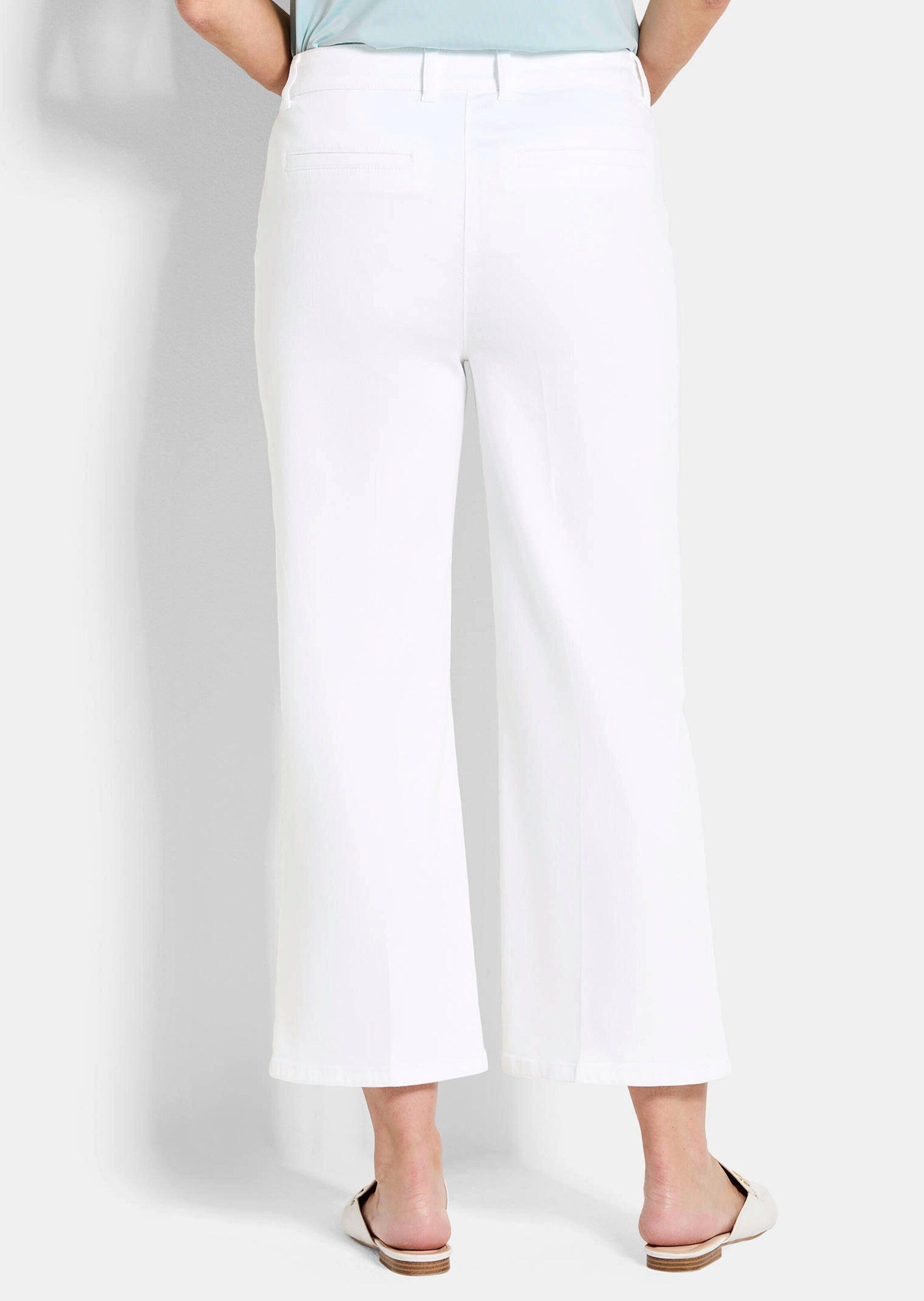 GOLDNER 5-Pocket-Jeans Weite 7/8-Jeans VERA mit Formbund Weite Denim-Culotte mit Bügelfalten, Mid Waist Bund, Gürtelschlaufen
