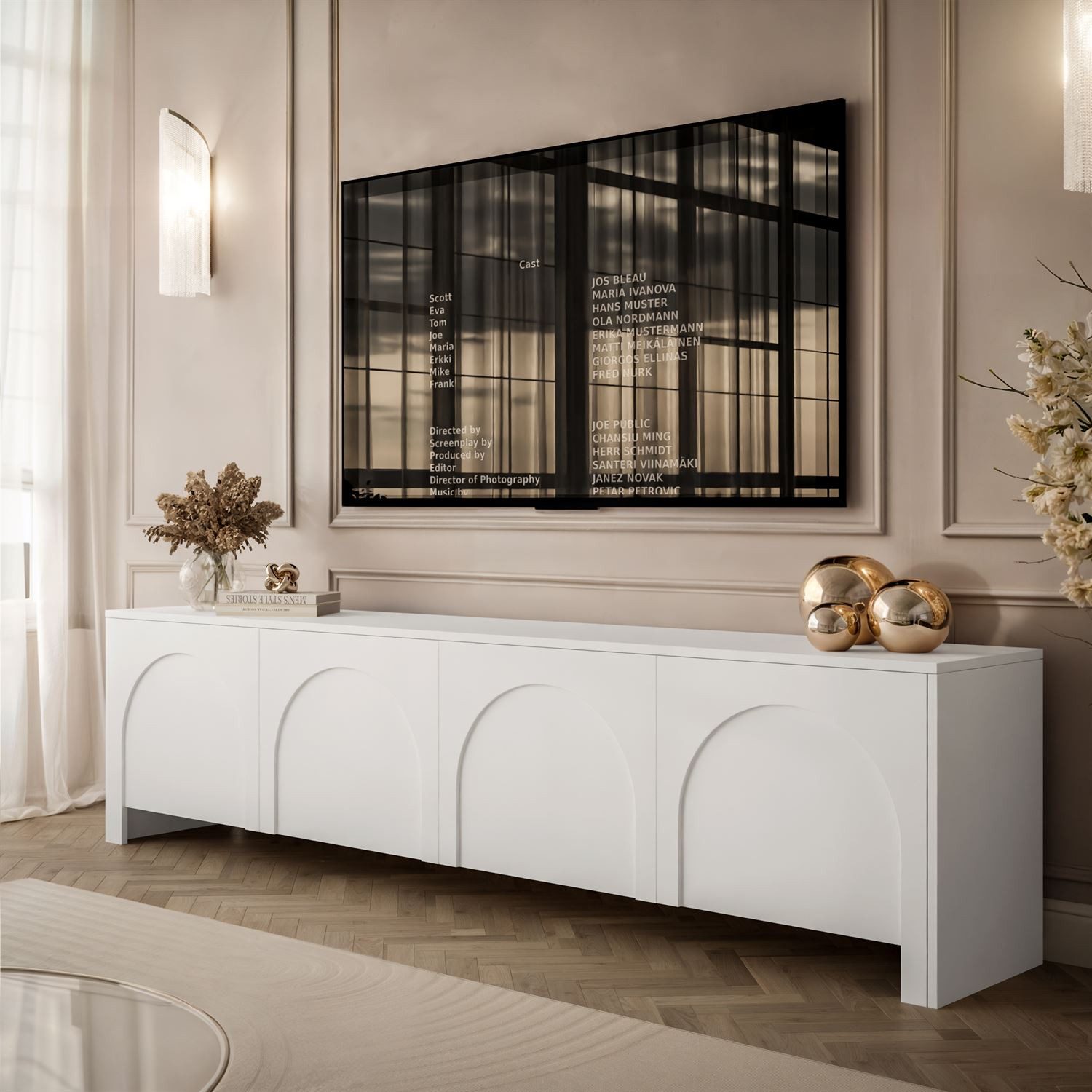 Lookway Lowboard ARIADNA mit vier Türen (1x TV-Schrank), Breite: 204 cm