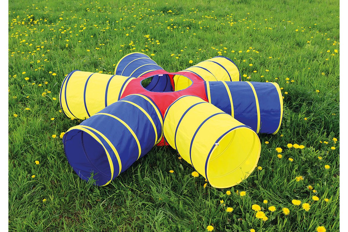 SportFit Spieltunnel Kriechkrake, 6 Krabbeleingänge mit Mittelteil