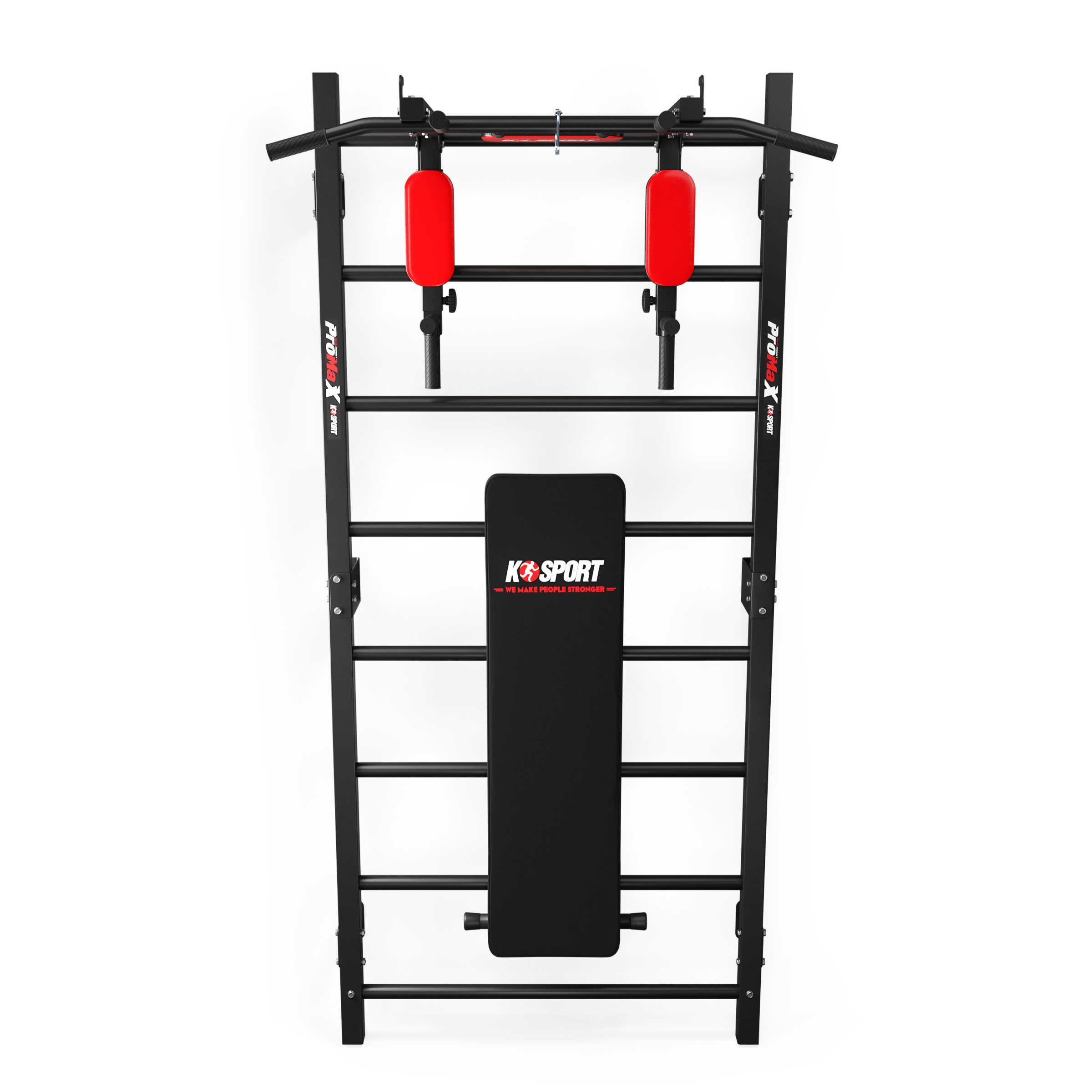 K-SPORT Kraftstation Sprossenwand+Dip Station, Klimmzugstange & Trainingsbank, (TRAININGSSET SPROSSENWAND MIT DIP STATION + KLIMMZUGSTANGE + BANK), Made in EU!